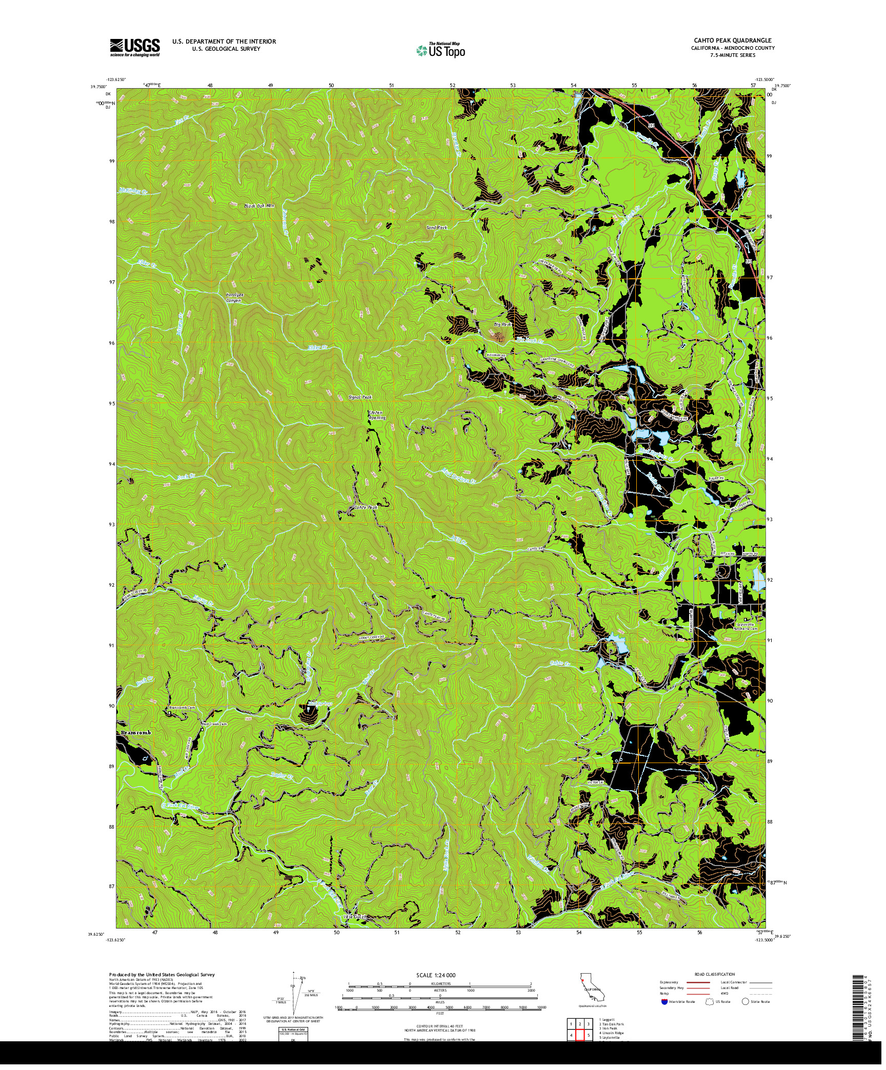 USGS US TOPO 7.5-MINUTE MAP FOR CAHTO PEAK, CA 2018