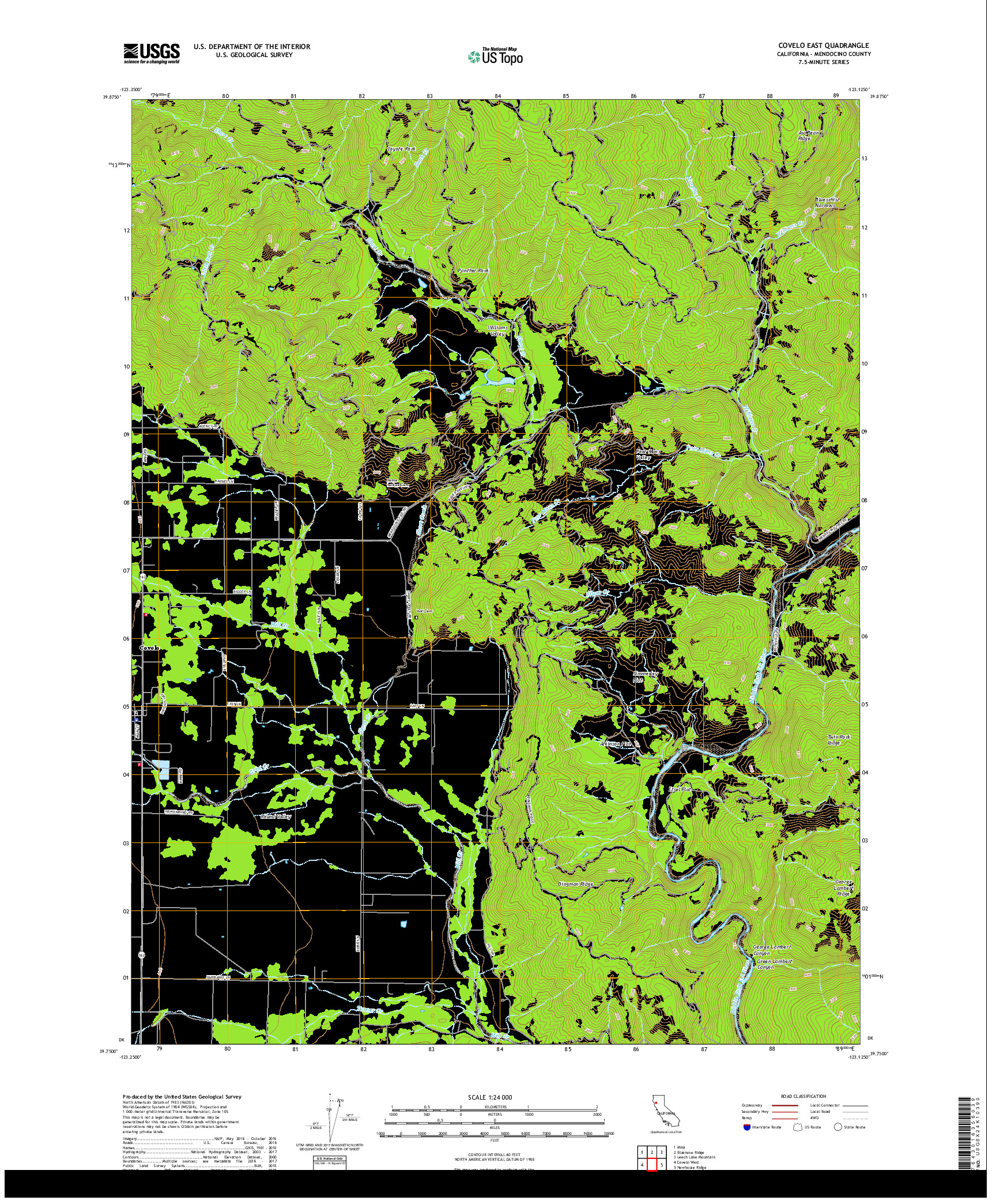 USGS US TOPO 7.5-MINUTE MAP FOR COVELO EAST, CA 2018