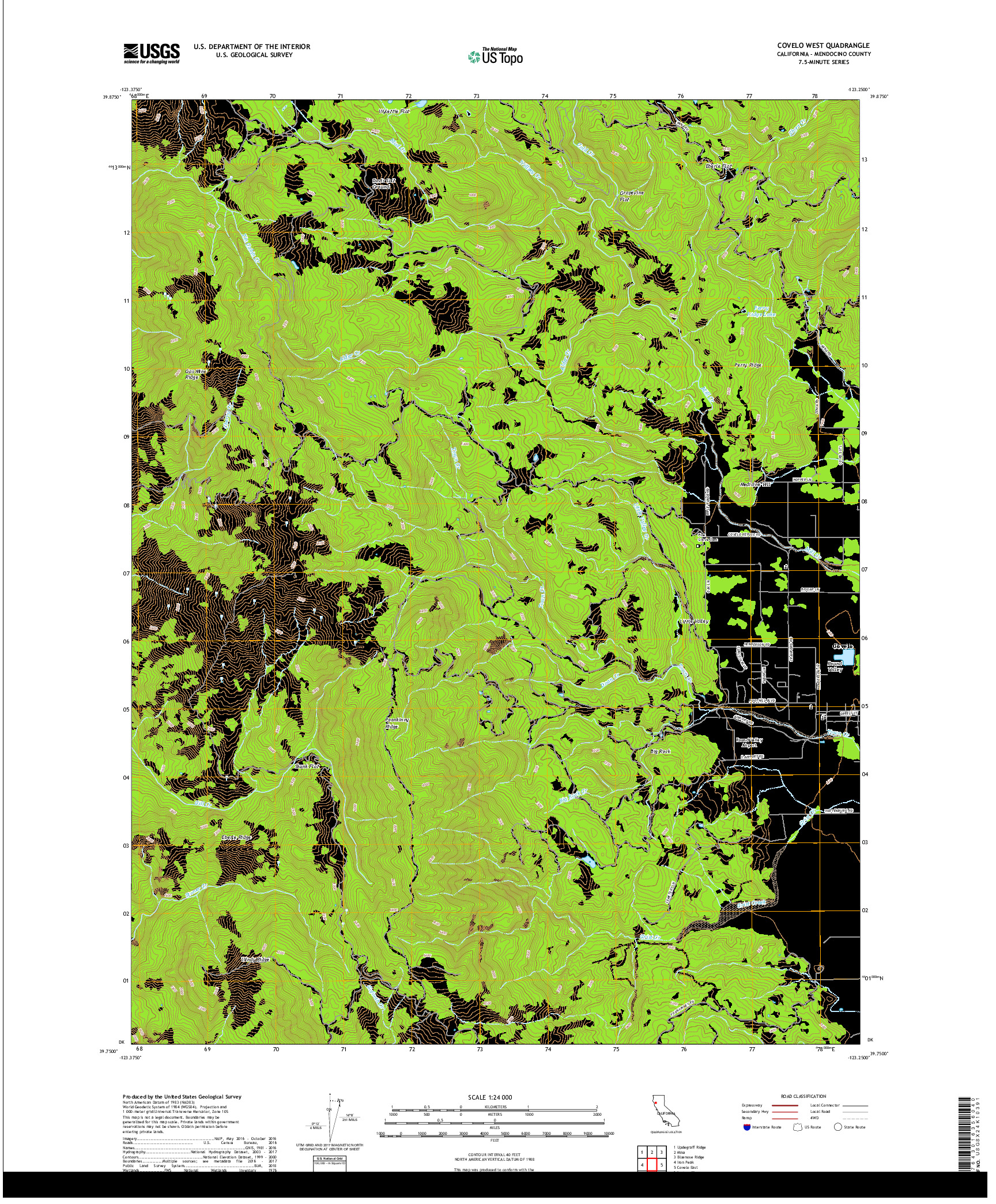 USGS US TOPO 7.5-MINUTE MAP FOR COVELO WEST, CA 2018