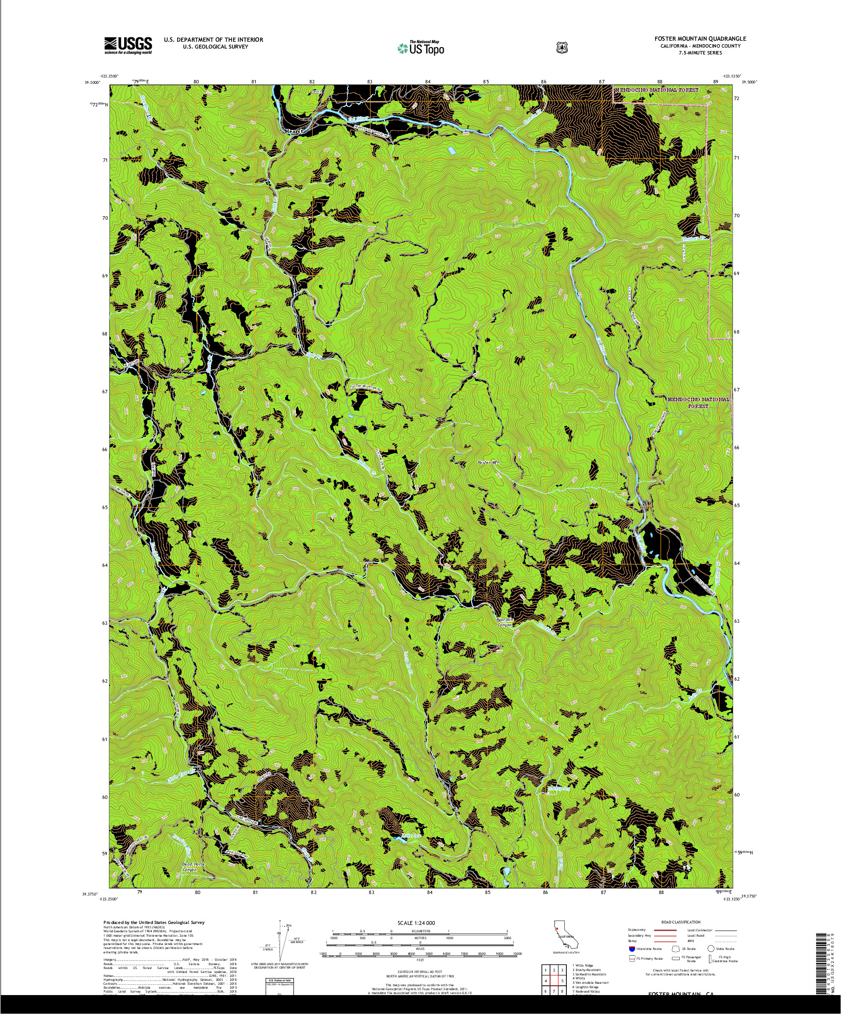 USGS US TOPO 7.5-MINUTE MAP FOR FOSTER MOUNTAIN, CA 2018