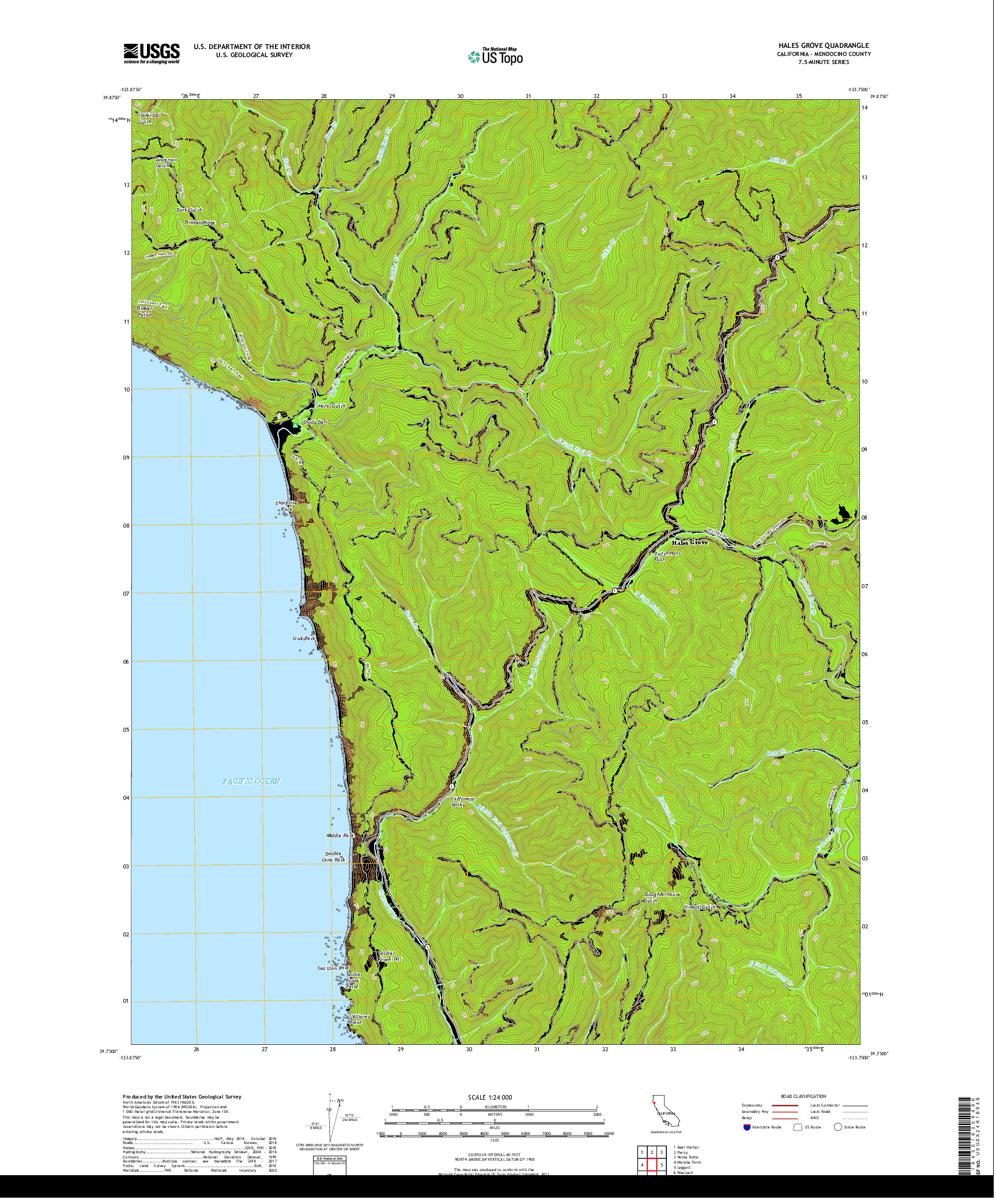 USGS US TOPO 7.5-MINUTE MAP FOR HALES GROVE, CA 2018