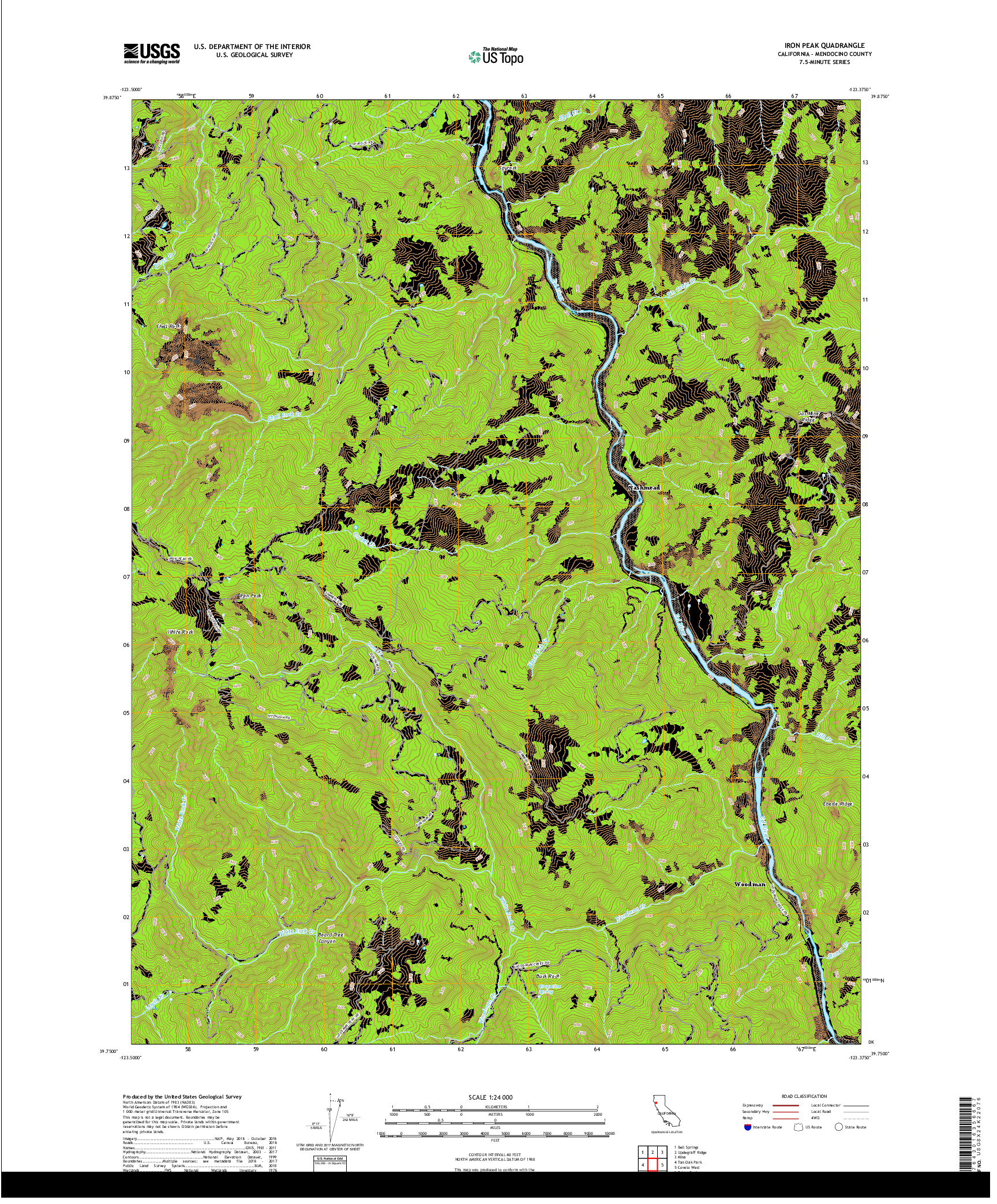 USGS US TOPO 7.5-MINUTE MAP FOR IRON PEAK, CA 2018