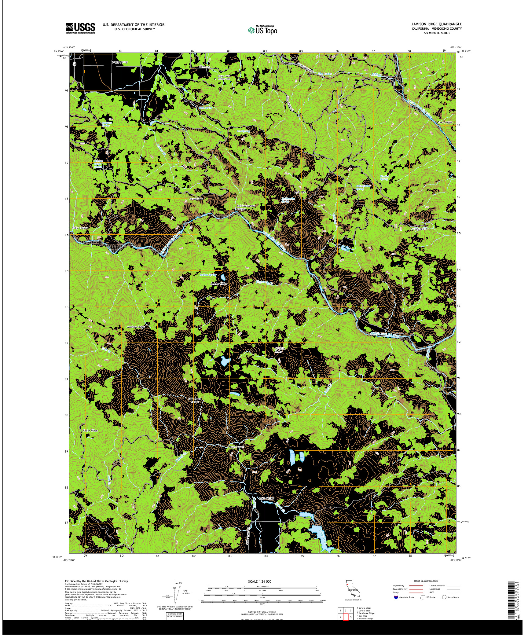 USGS US TOPO 7.5-MINUTE MAP FOR JAMISON RIDGE, CA 2018