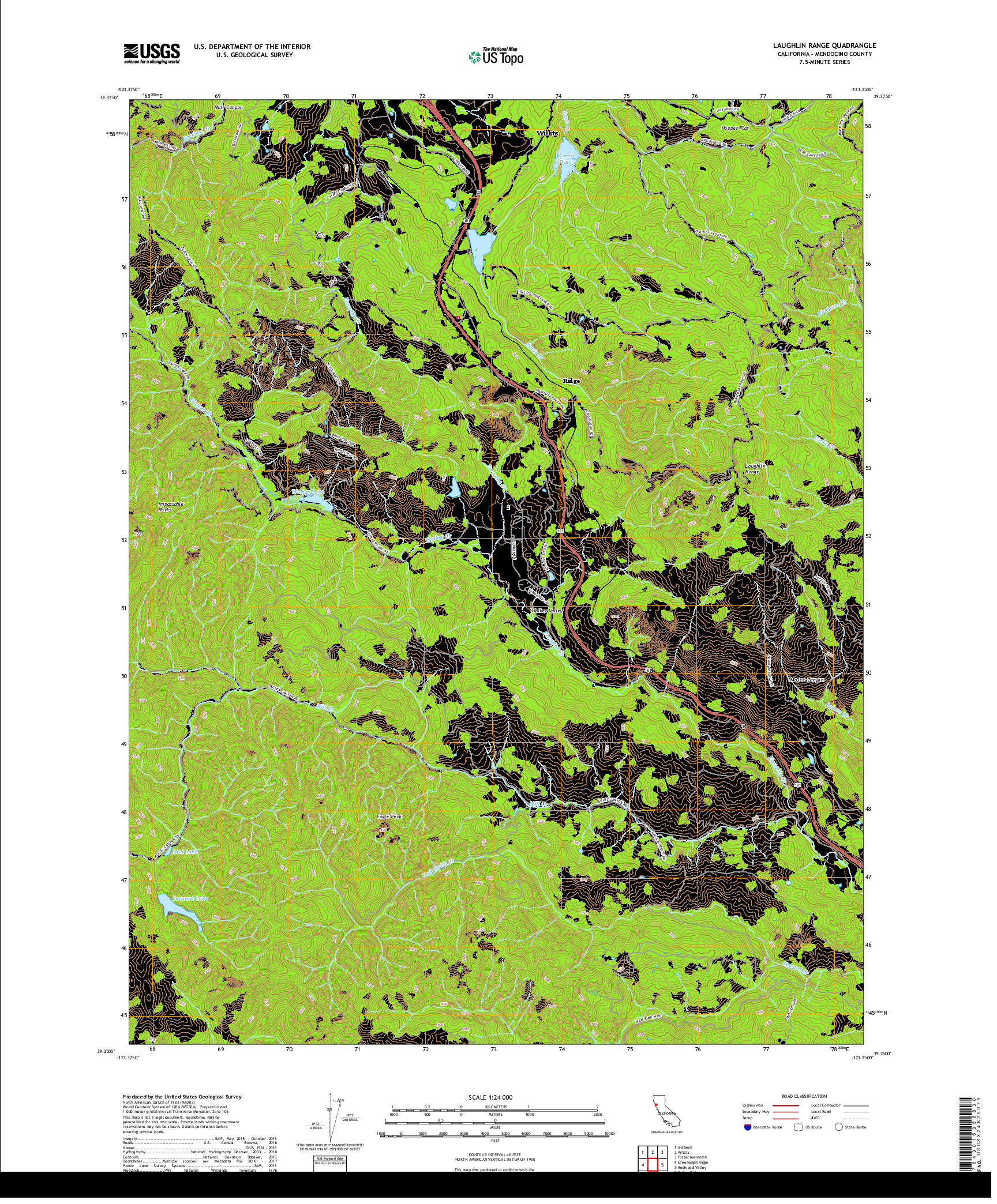 USGS US TOPO 7.5-MINUTE MAP FOR LAUGHLIN RANGE, CA 2018