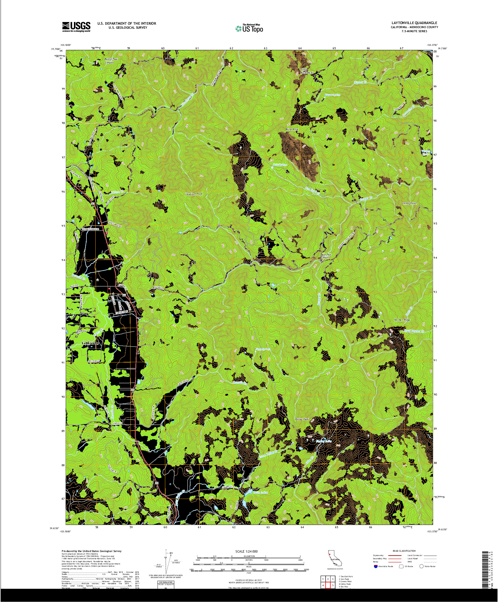 USGS US TOPO 7.5-MINUTE MAP FOR LAYTONVILLE, CA 2018