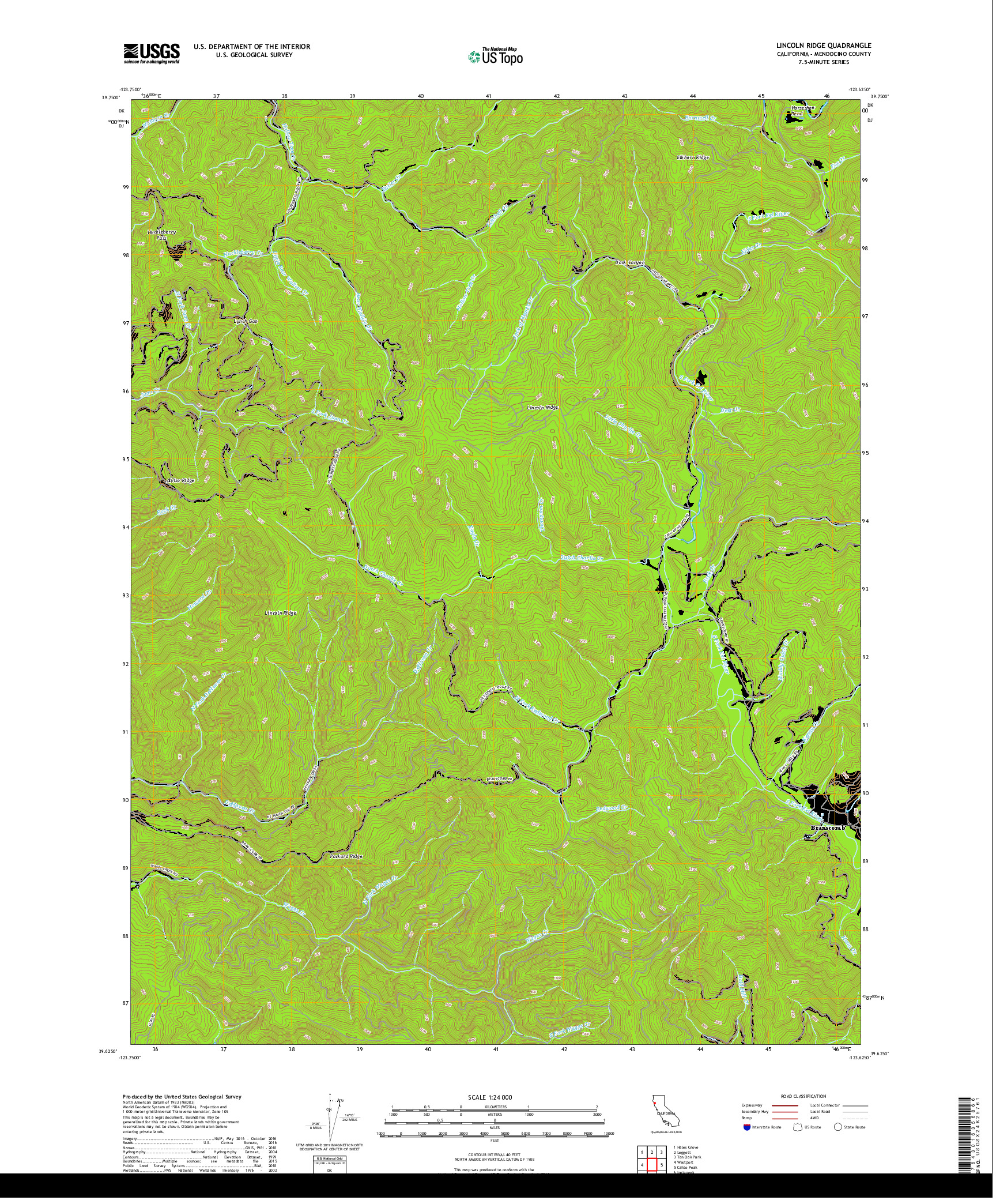 USGS US TOPO 7.5-MINUTE MAP FOR LINCOLN RIDGE, CA 2018