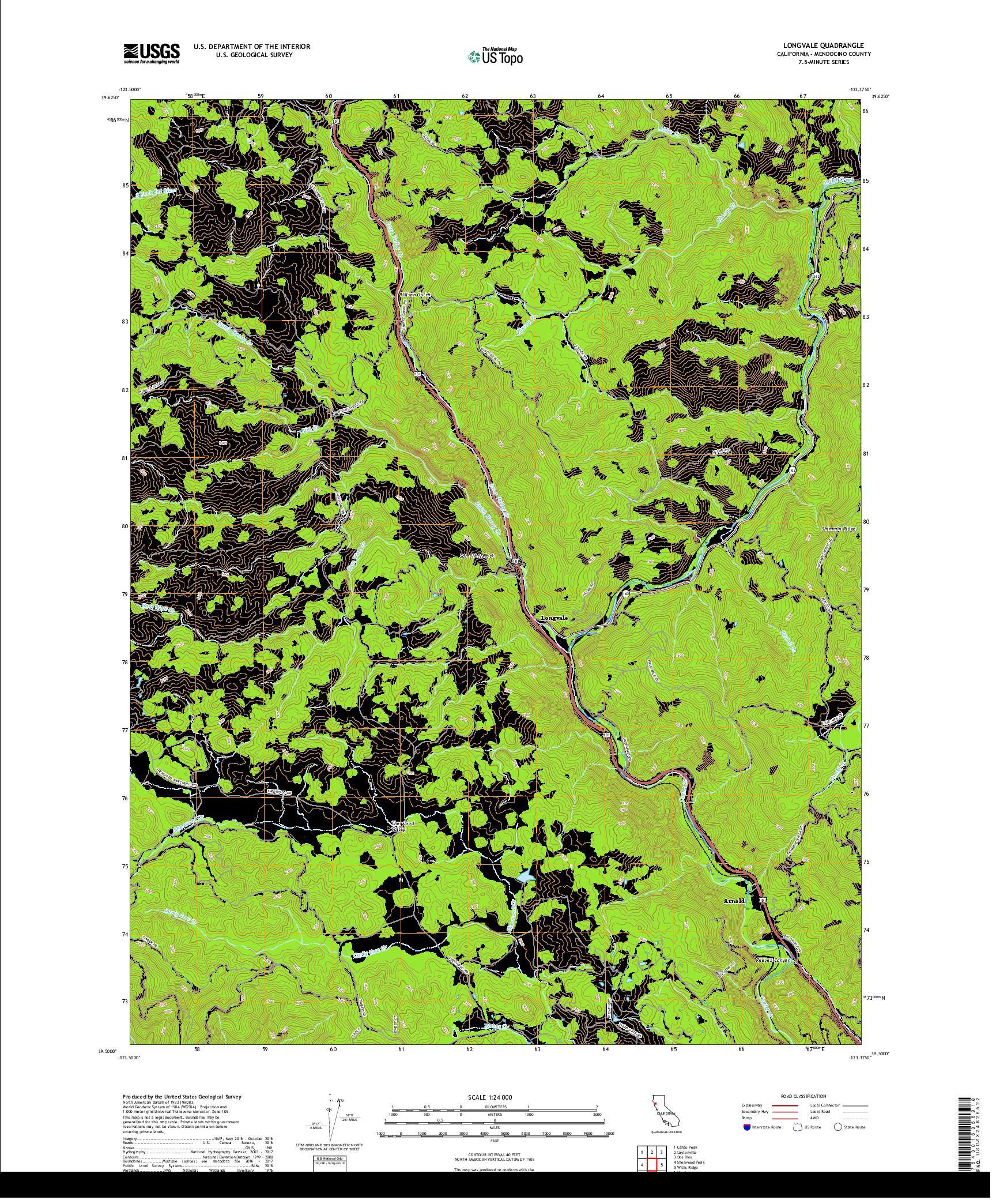 USGS US TOPO 7.5-MINUTE MAP FOR LONGVALE, CA 2018