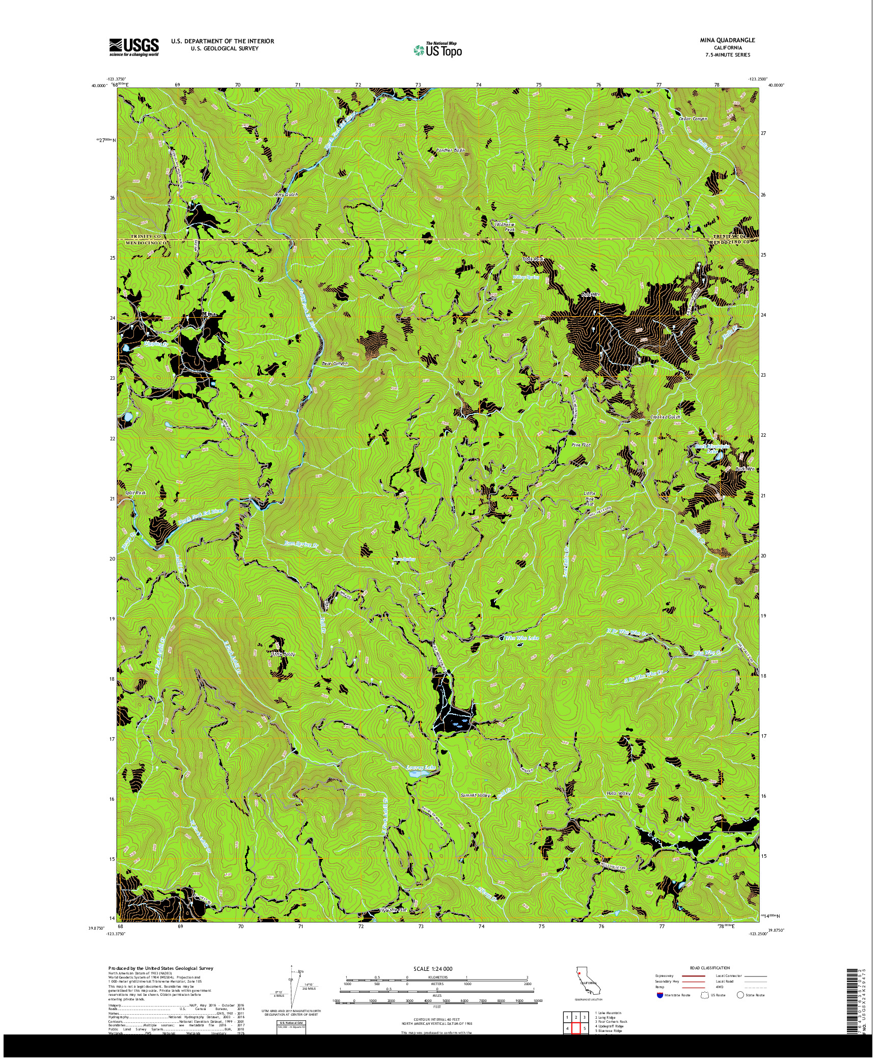 USGS US TOPO 7.5-MINUTE MAP FOR MINA, CA 2018