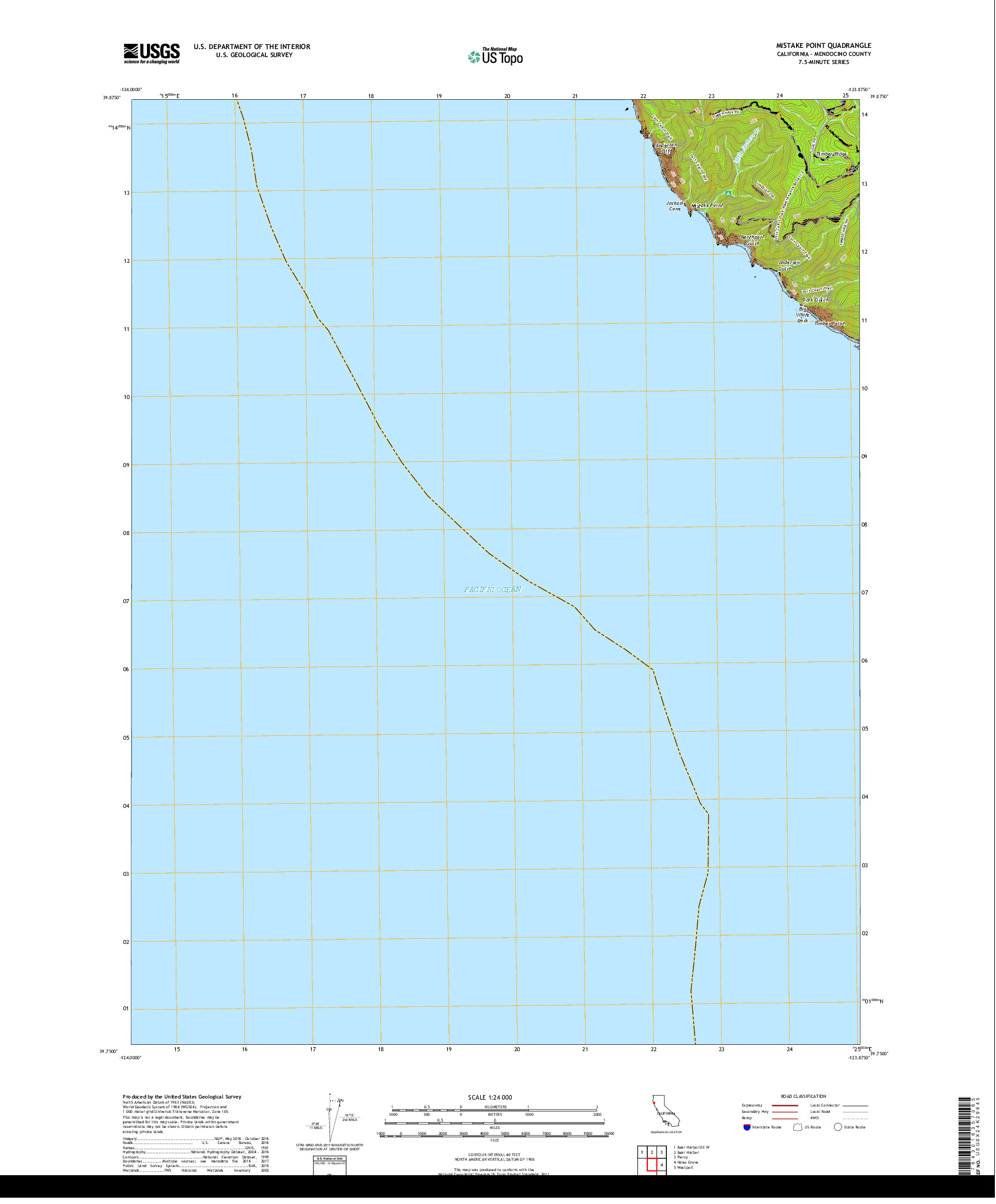 USGS US TOPO 7.5-MINUTE MAP FOR MISTAKE POINT, CA 2018