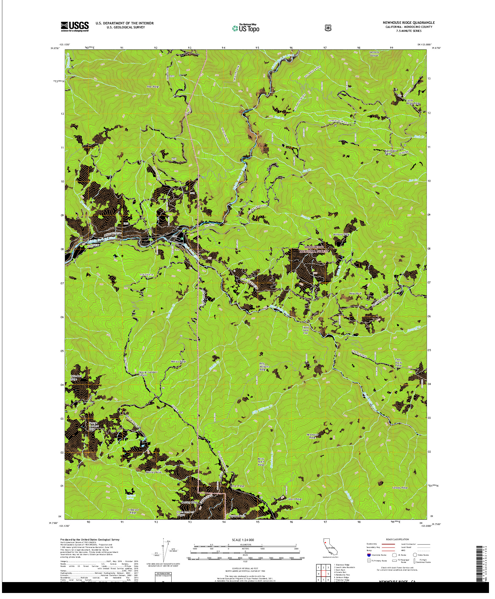 USGS US TOPO 7.5-MINUTE MAP FOR NEWHOUSE RIDGE, CA 2018