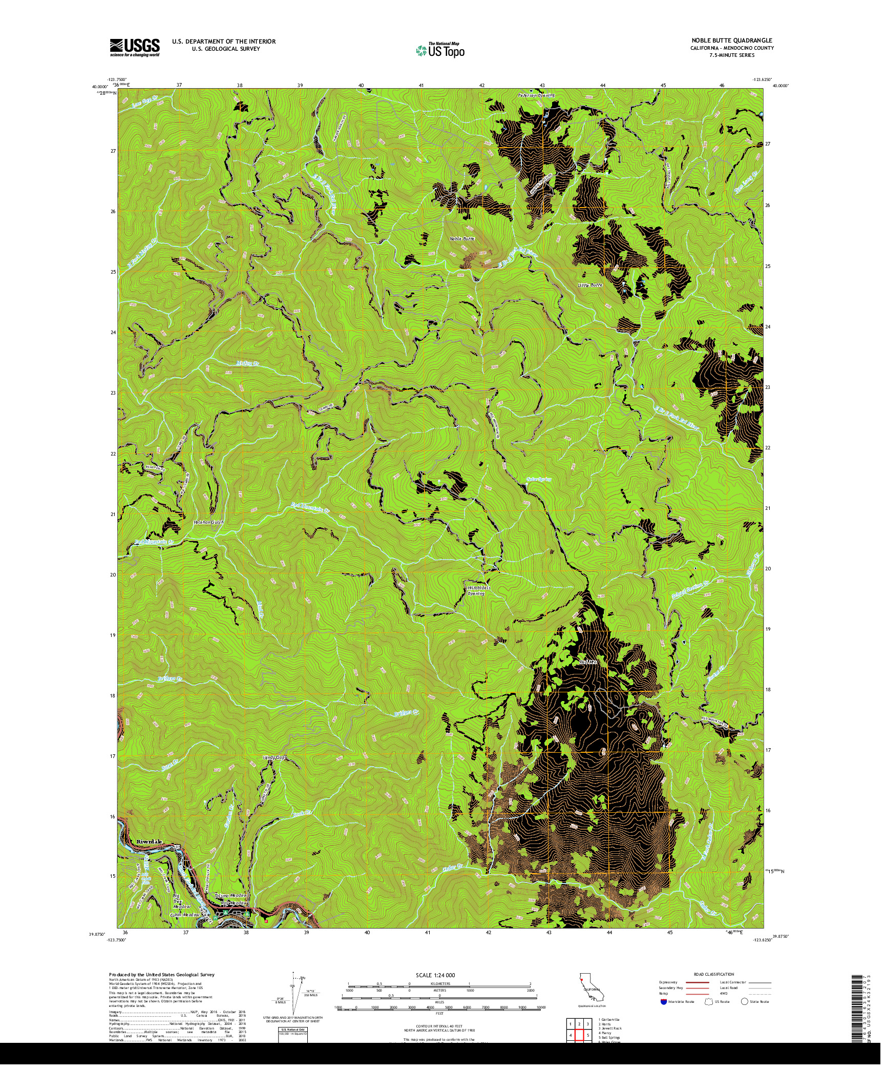 USGS US TOPO 7.5-MINUTE MAP FOR NOBLE BUTTE, CA 2018