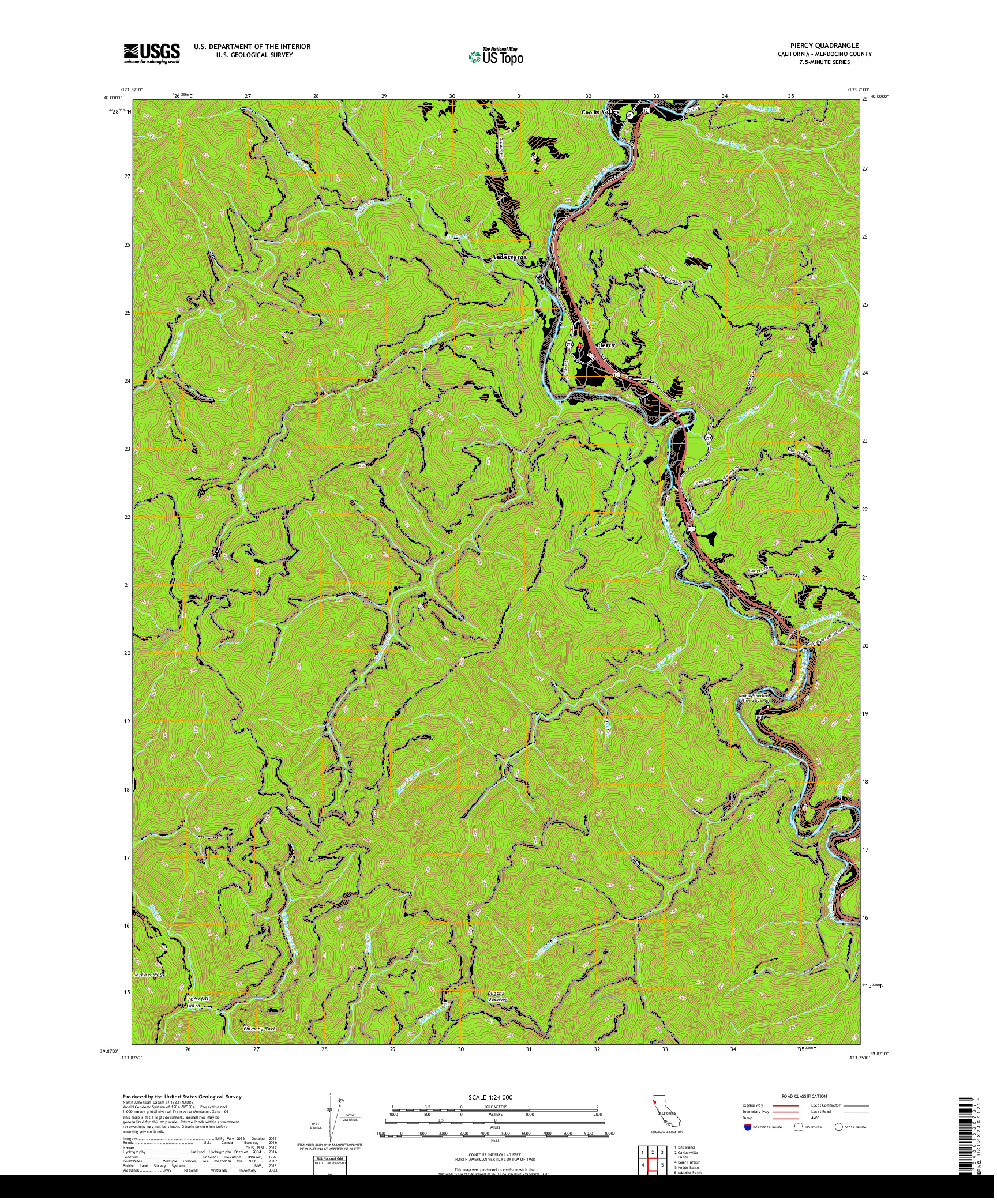 USGS US TOPO 7.5-MINUTE MAP FOR PIERCY, CA 2018