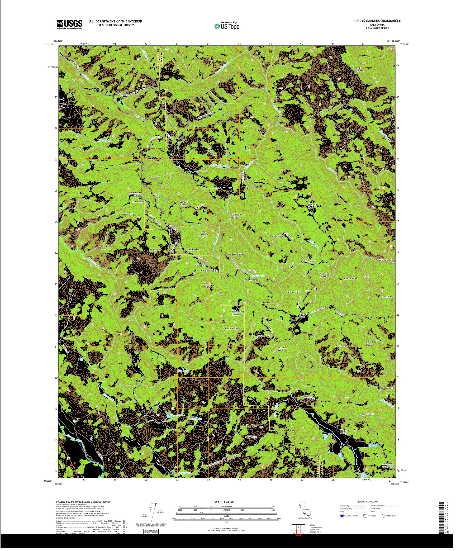 USGS US TOPO 7.5-MINUTE MAP FOR PURDYS GARDENS, CA 2018