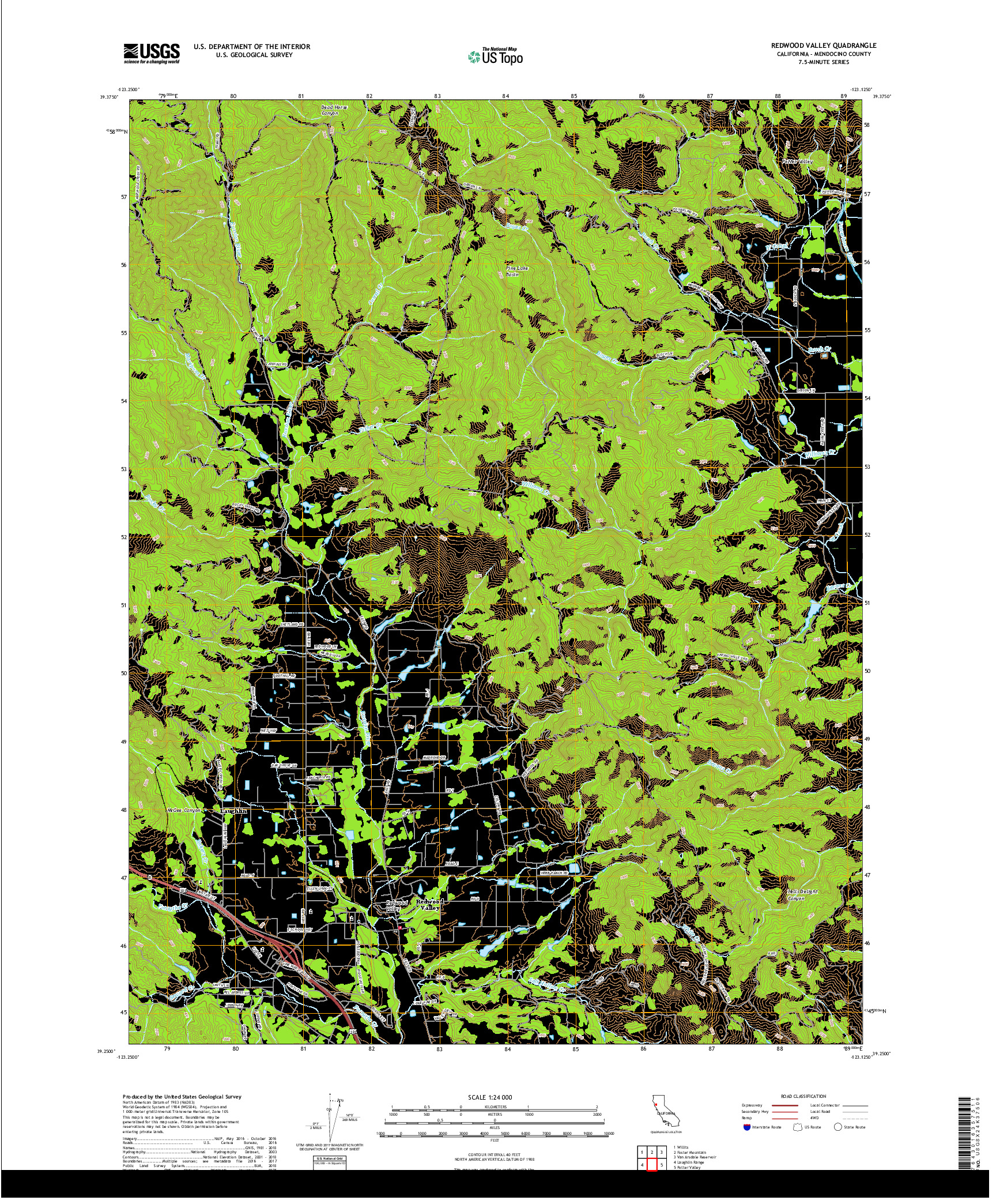 USGS US TOPO 7.5-MINUTE MAP FOR REDWOOD VALLEY, CA 2018