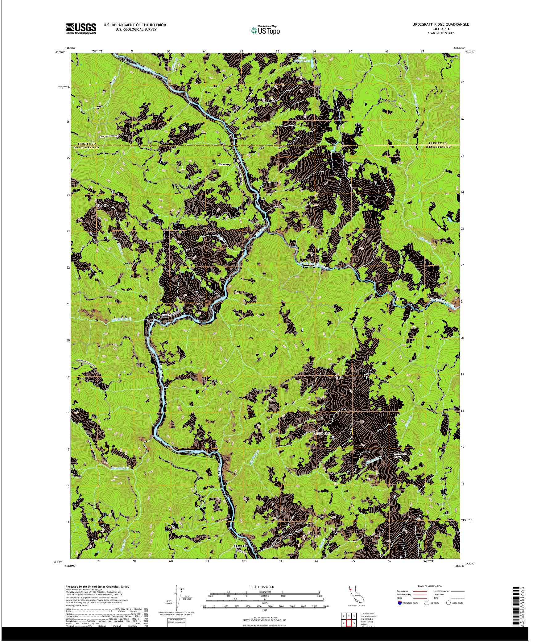 USGS US TOPO 7.5-MINUTE MAP FOR UPDEGRAFF RIDGE, CA 2018