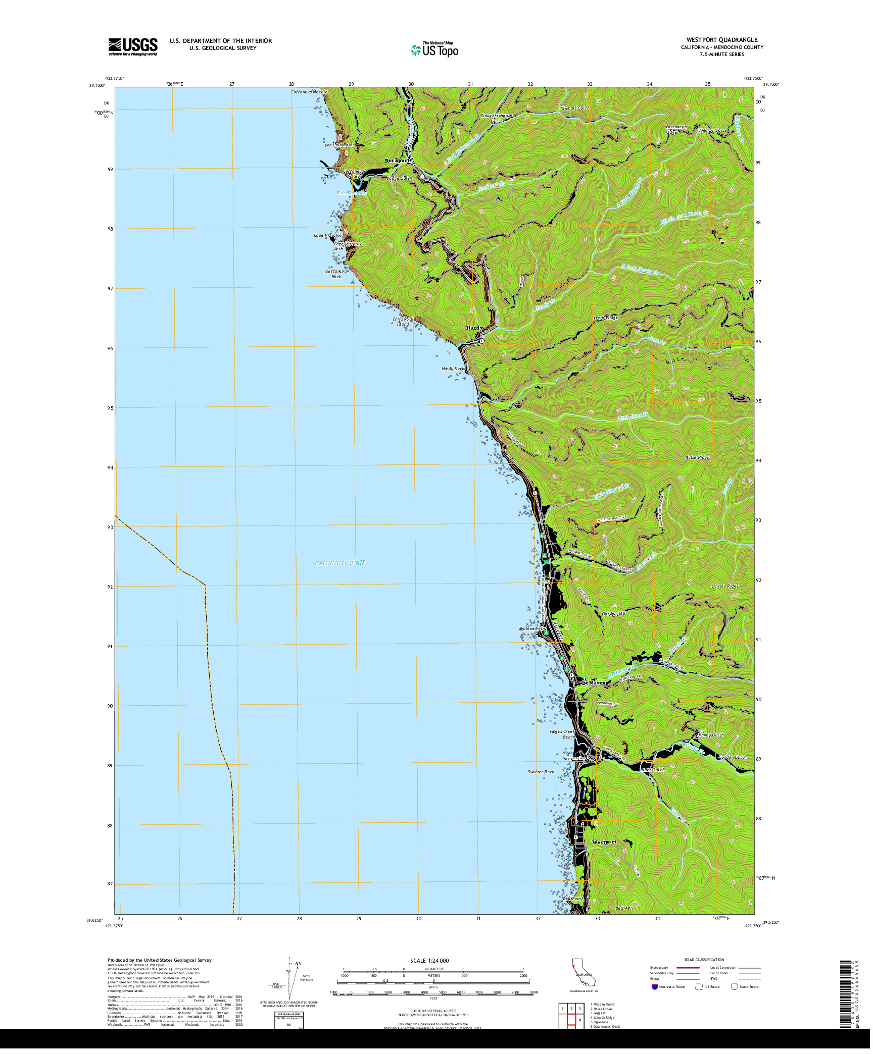 USGS US TOPO 7.5-MINUTE MAP FOR WESTPORT, CA 2018