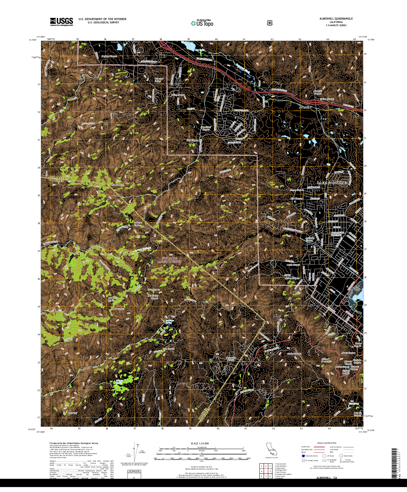USGS US TOPO 7.5-MINUTE MAP FOR ALBERHILL, CA 2018