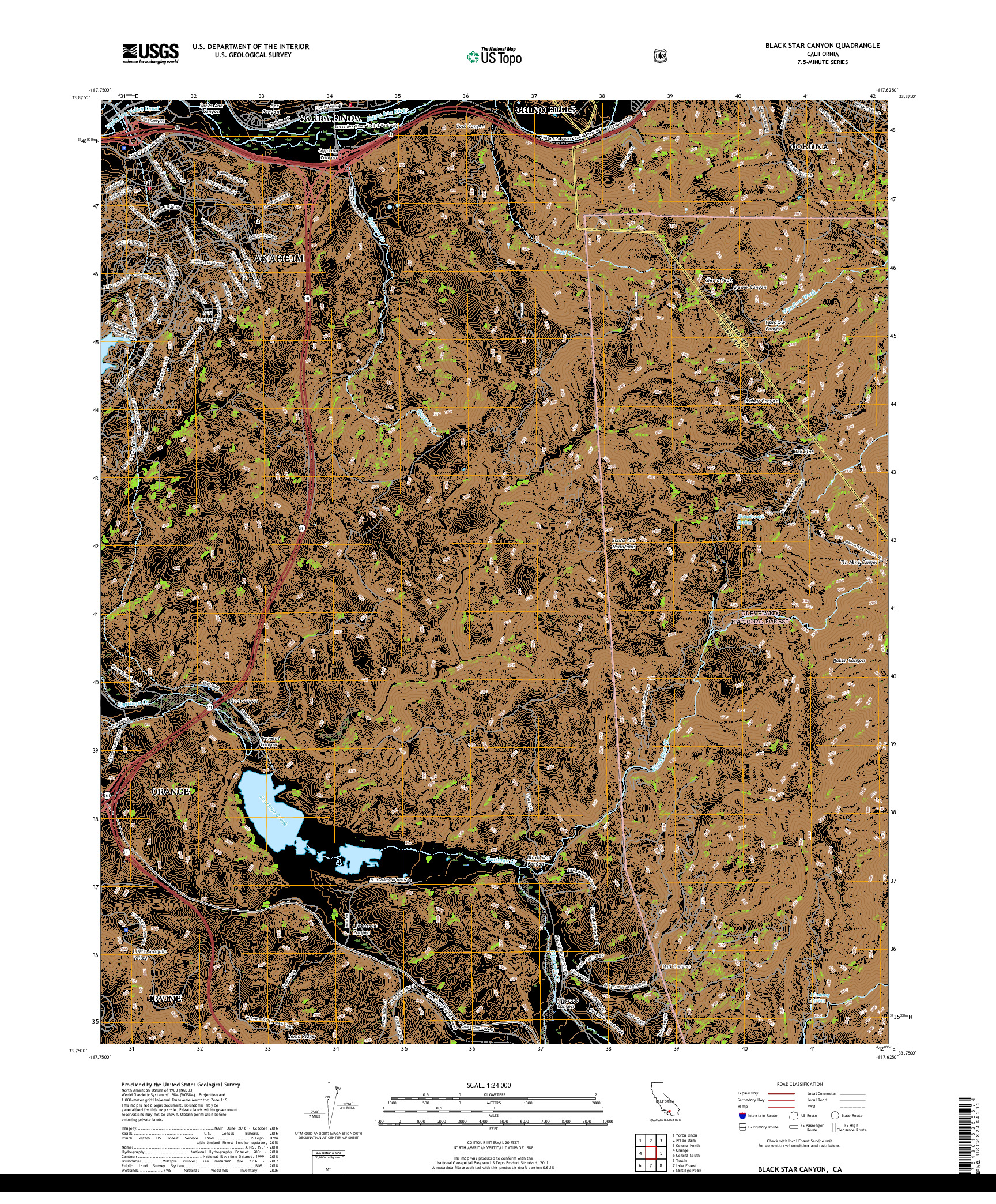 USGS US TOPO 7.5-MINUTE MAP FOR BLACK STAR CANYON, CA 2018