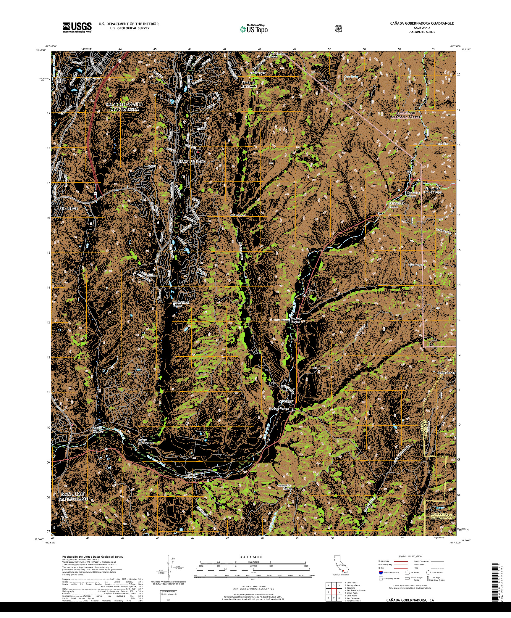 USGS US TOPO 7.5-MINUTE MAP FOR CANADA GOBERNADORA, CA 2018
