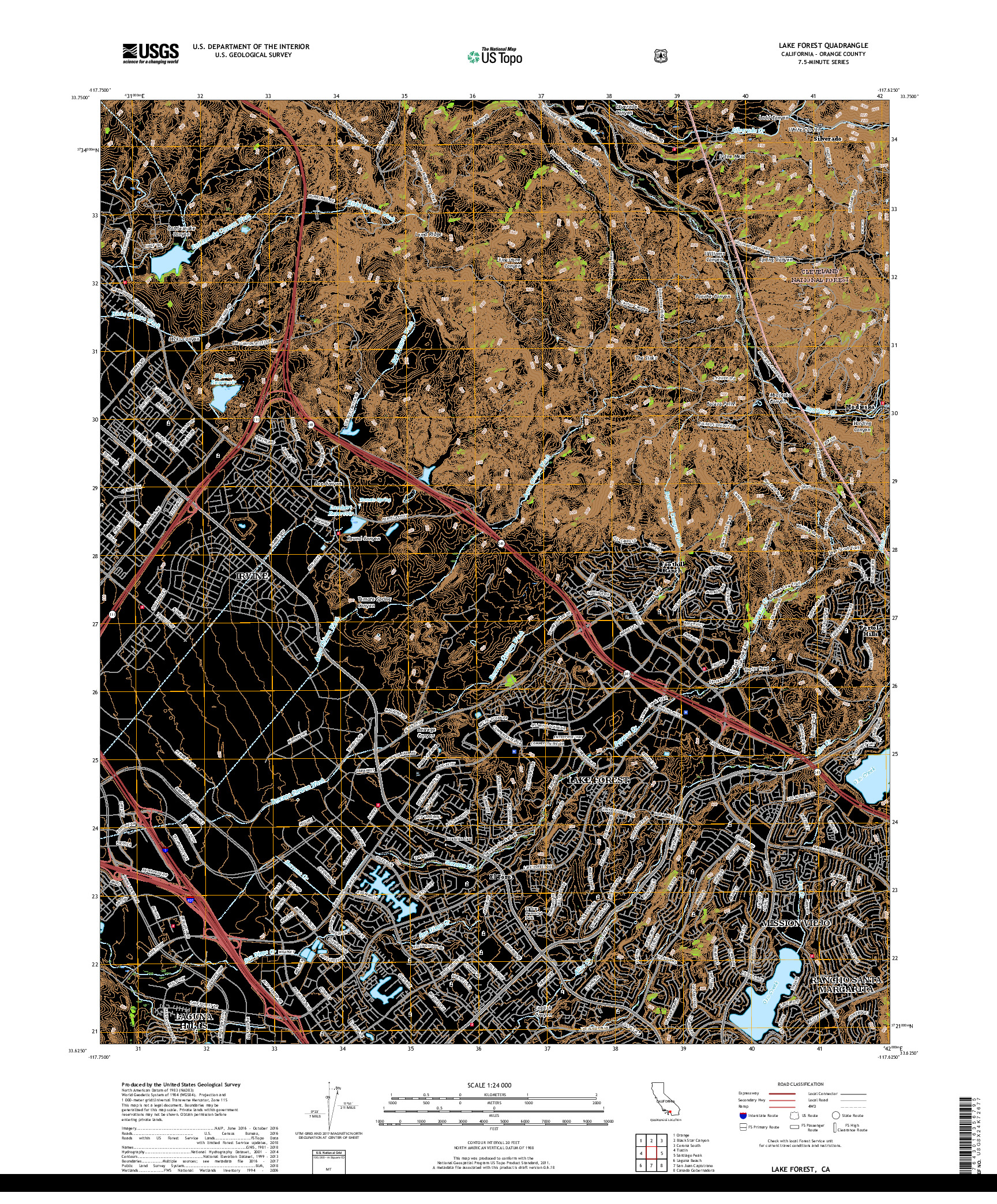 USGS US TOPO 7.5-MINUTE MAP FOR LAKE FOREST, CA 2018