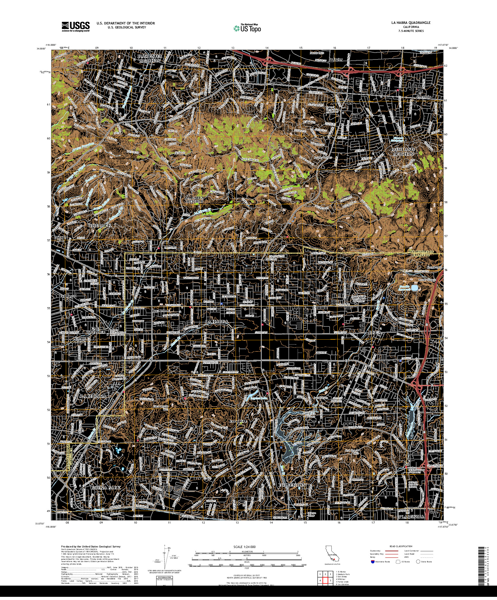 USGS US TOPO 7.5-MINUTE MAP FOR LA HABRA, CA 2018