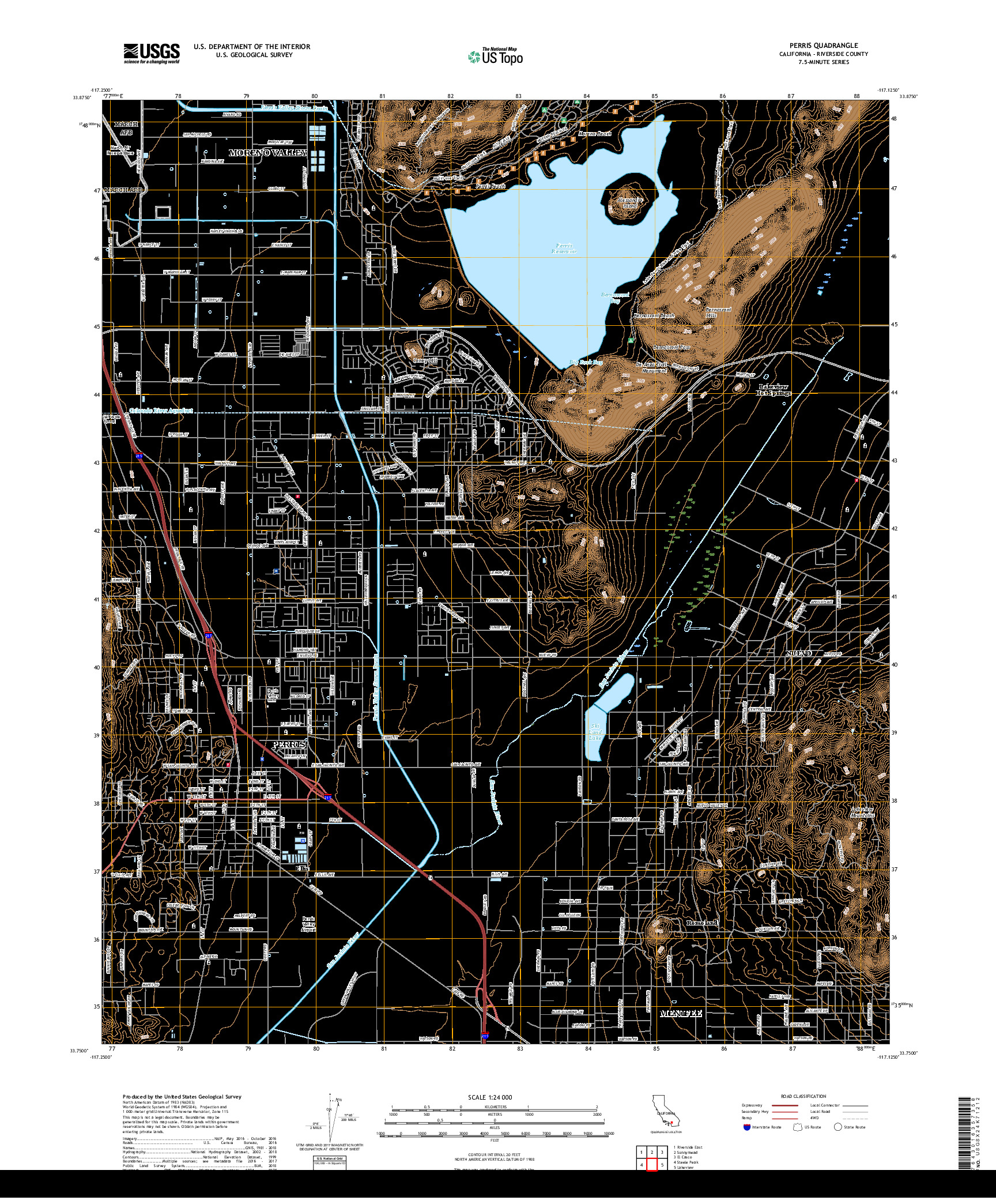 USGS US TOPO 7.5-MINUTE MAP FOR PERRIS, CA 2018