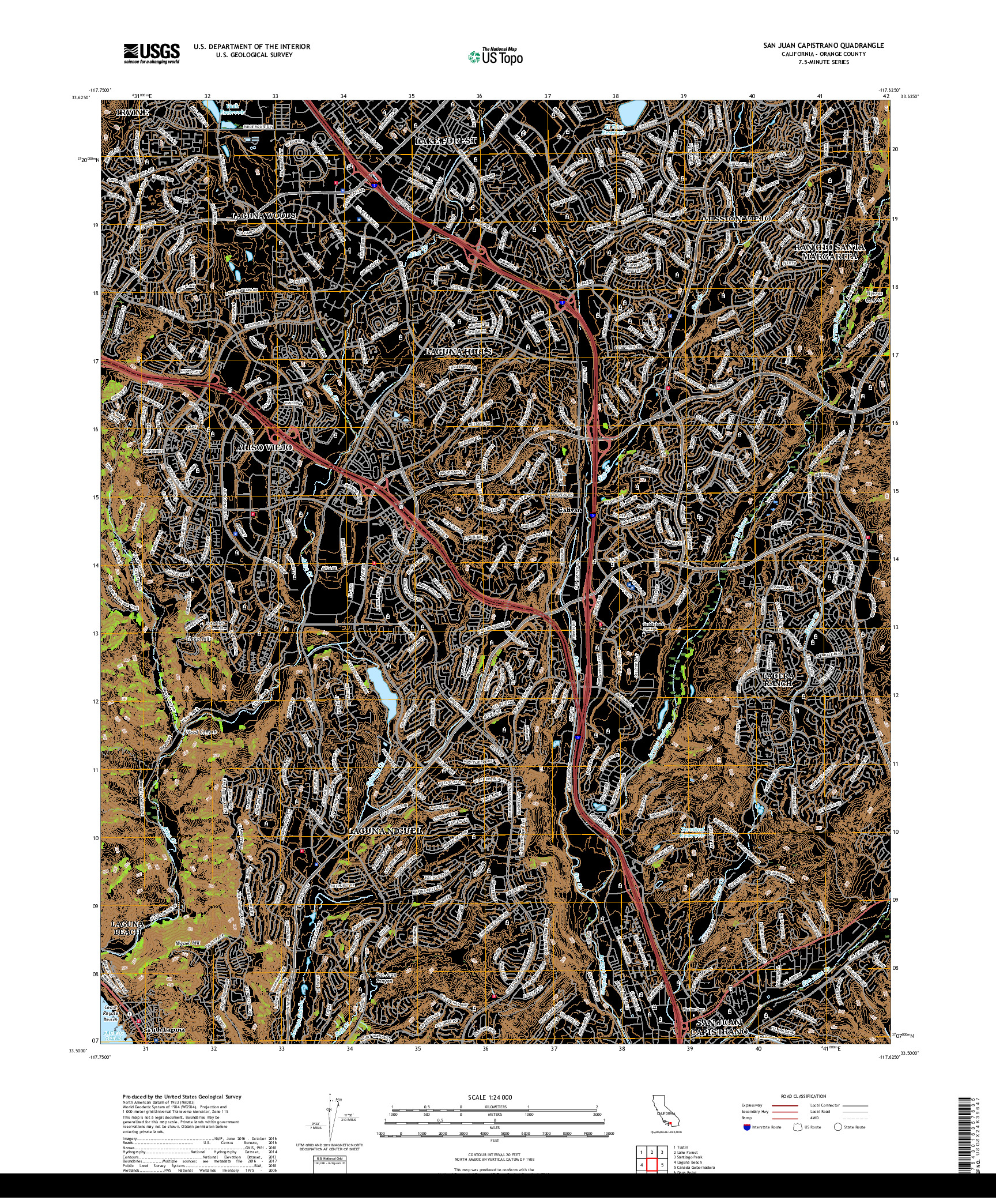 USGS US TOPO 7.5-MINUTE MAP FOR SAN JUAN CAPISTRANO, CA 2018