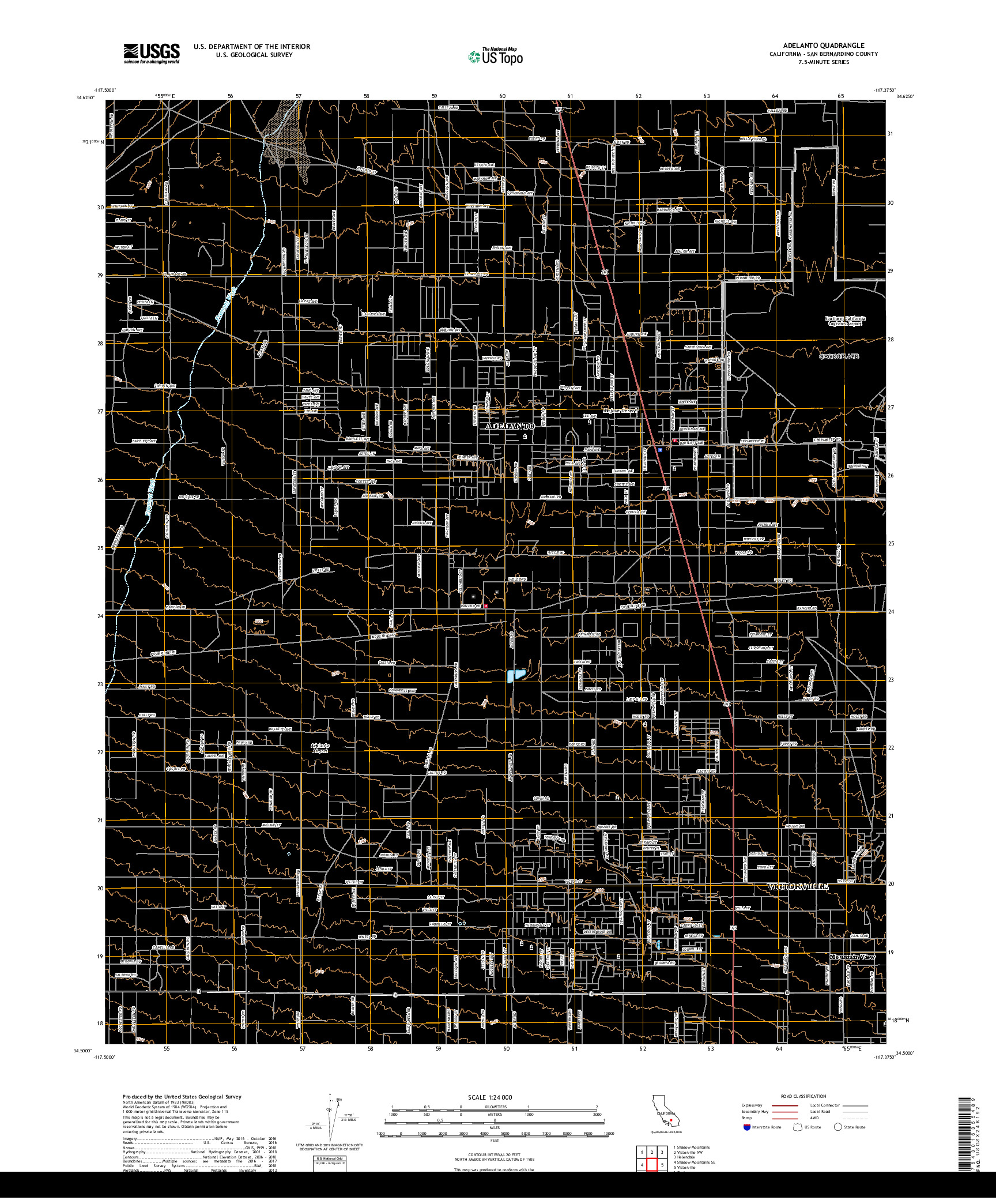 USGS US TOPO 7.5-MINUTE MAP FOR ADELANTO, CA 2018