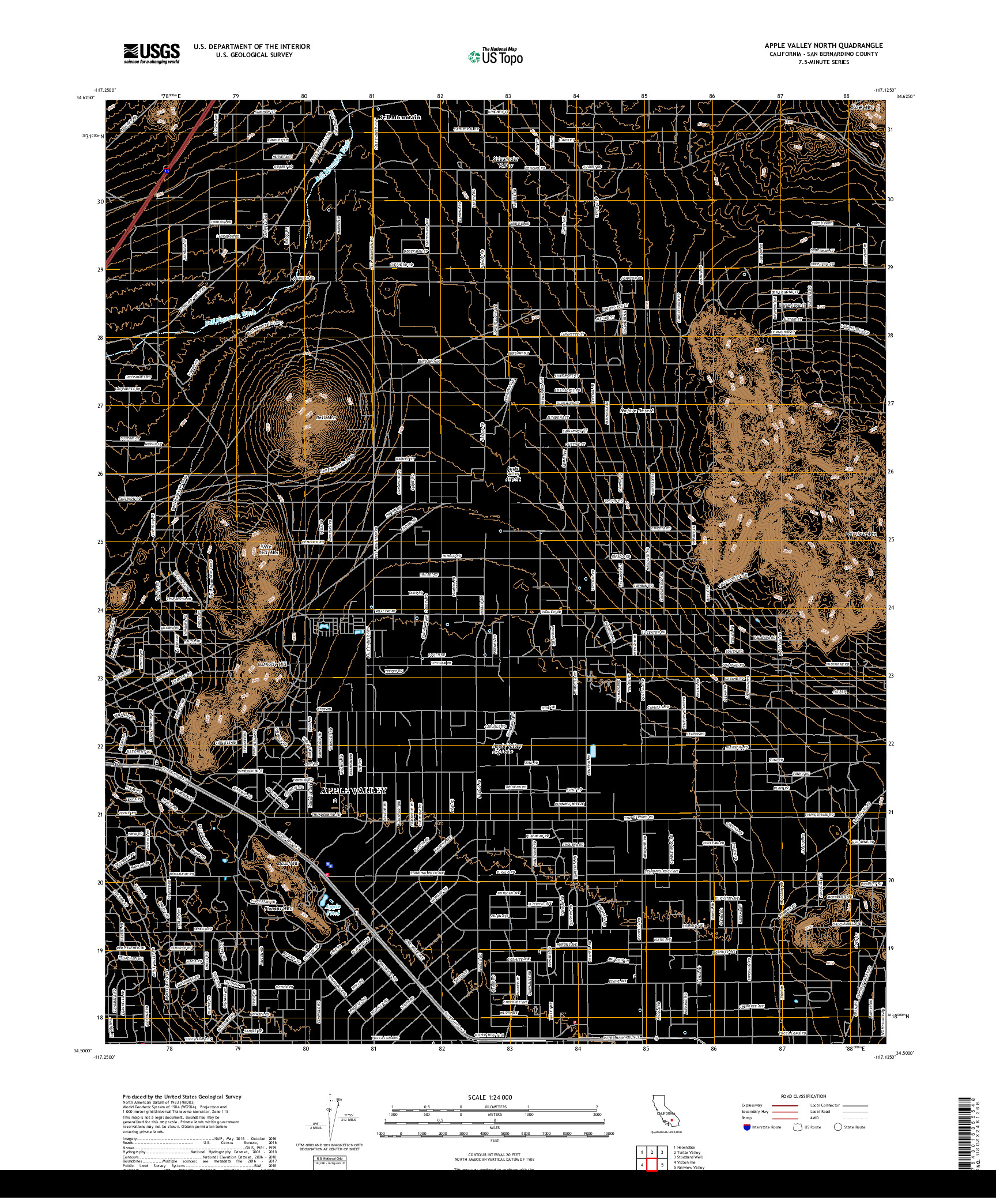 USGS US TOPO 7.5-MINUTE MAP FOR APPLE VALLEY NORTH, CA 2018