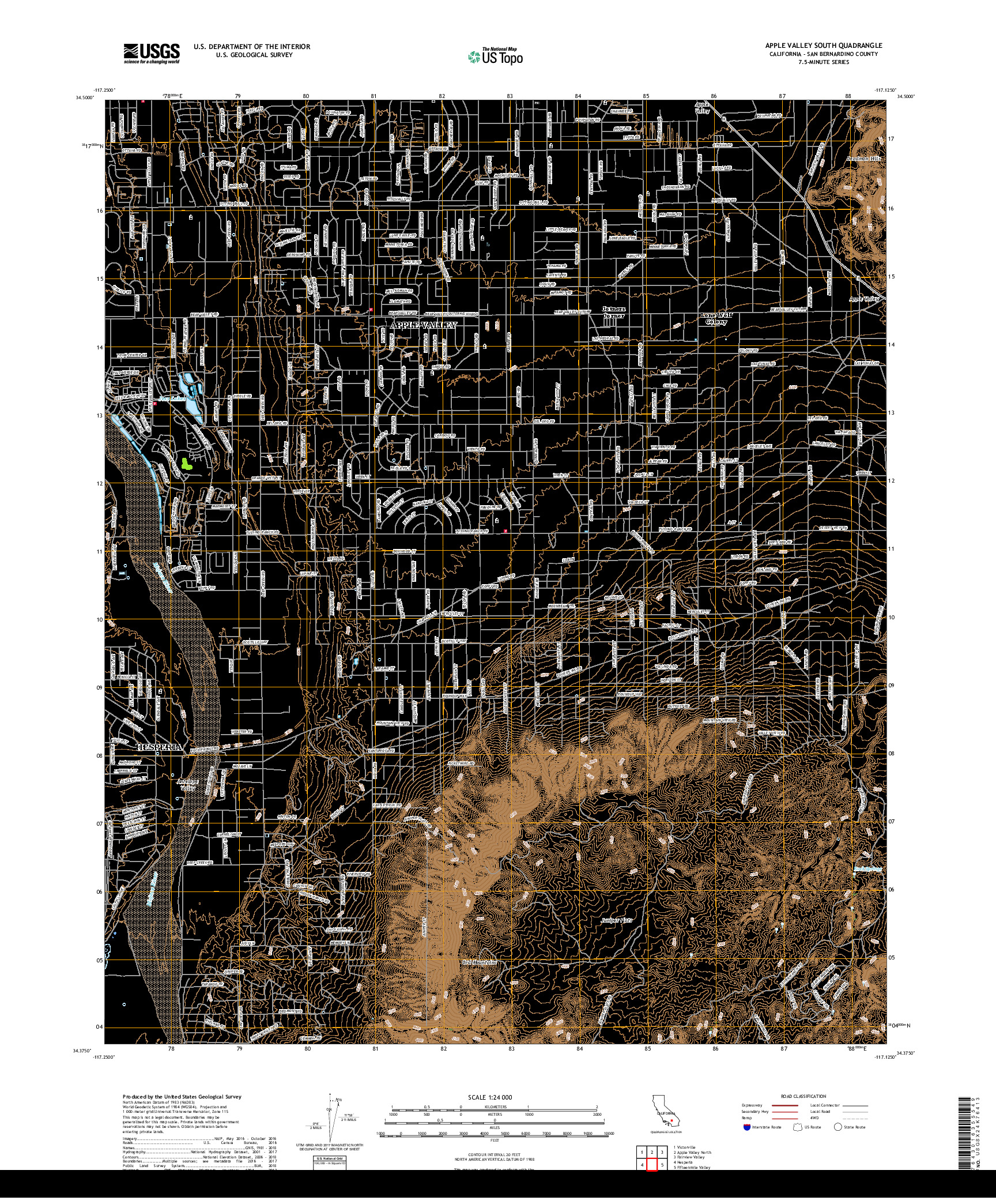 USGS US TOPO 7.5-MINUTE MAP FOR APPLE VALLEY SOUTH, CA 2018