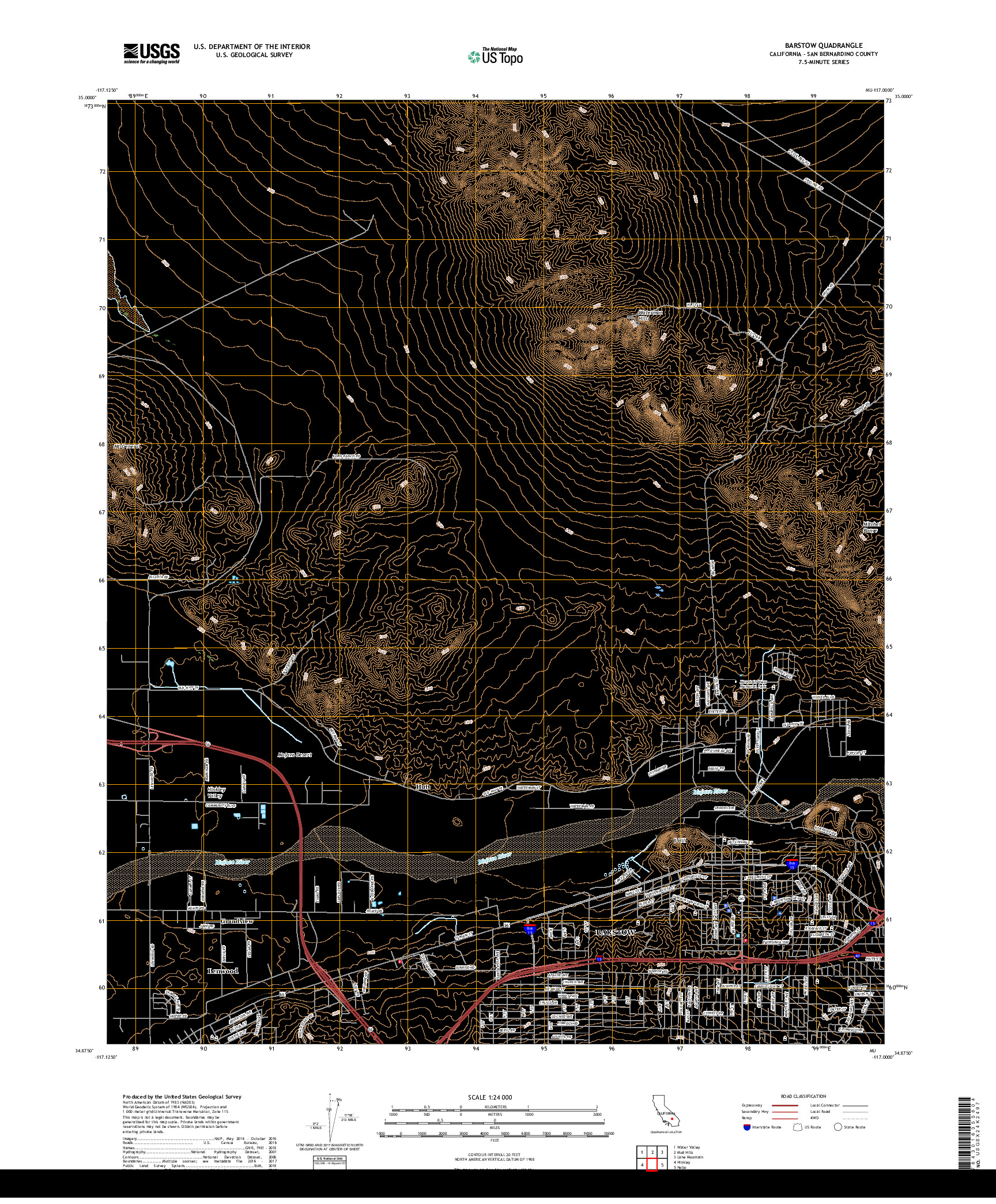 USGS US TOPO 7.5-MINUTE MAP FOR BARSTOW, CA 2018