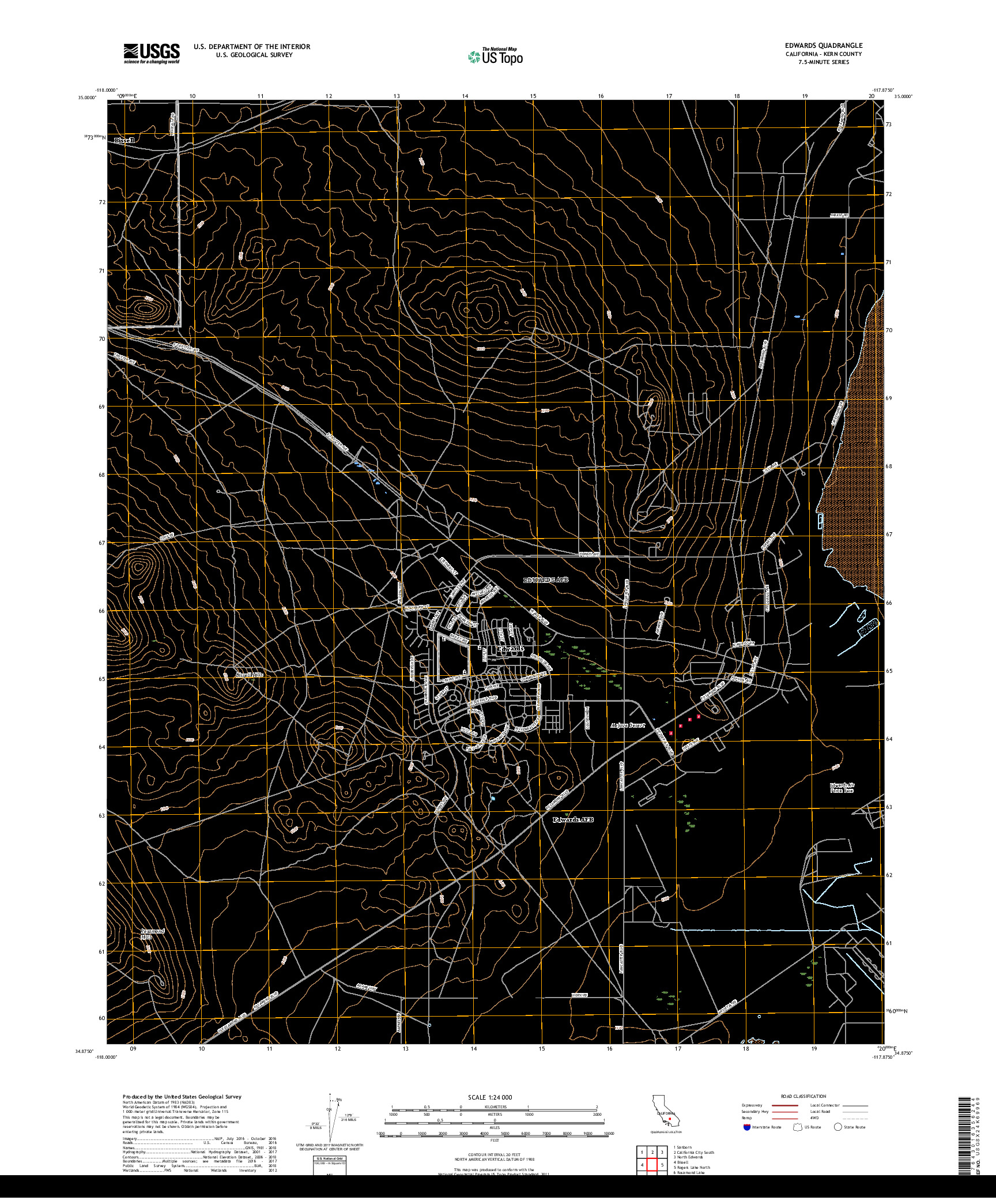 USGS US TOPO 7.5-MINUTE MAP FOR EDWARDS, CA 2018