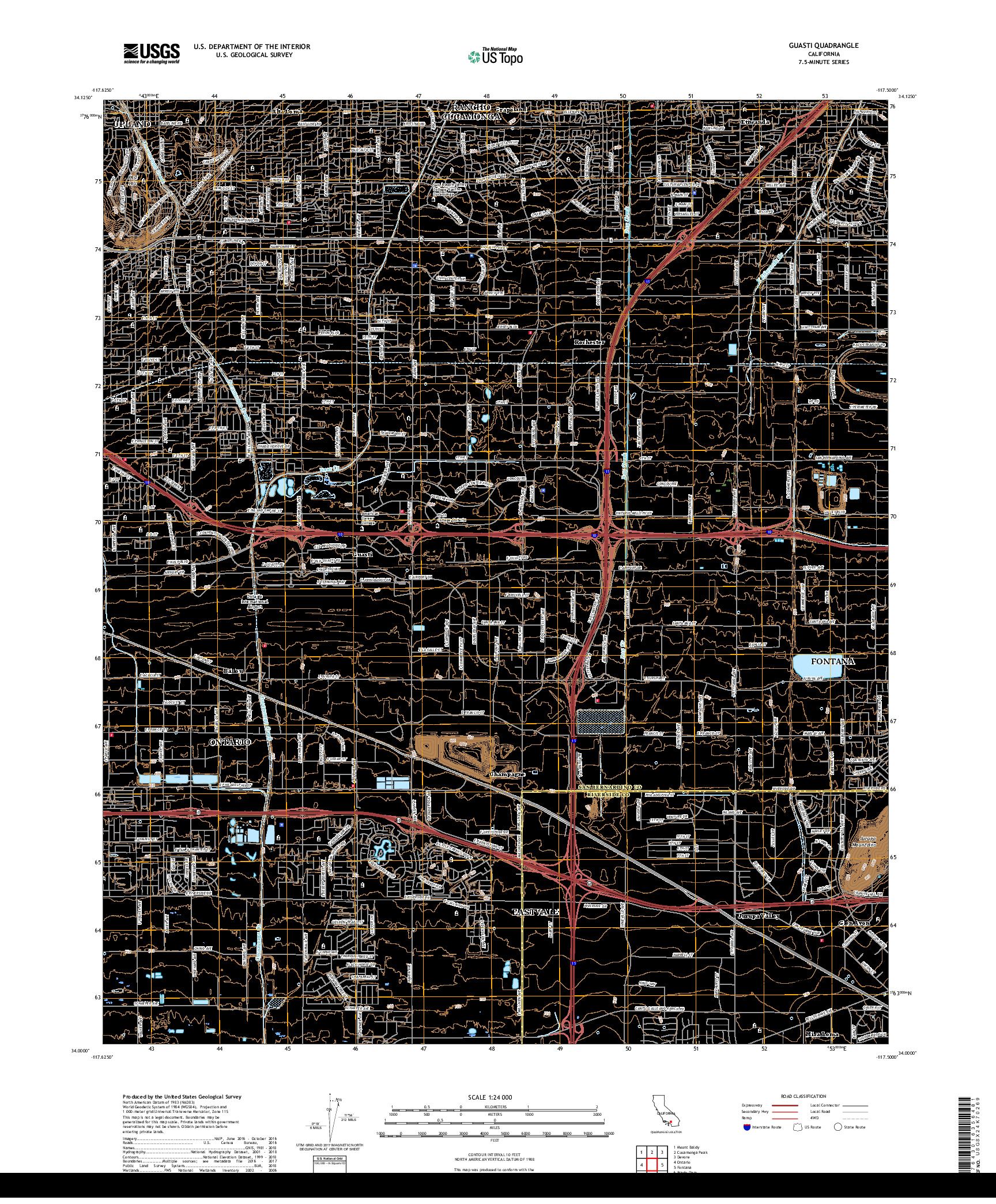 USGS US TOPO 7.5-MINUTE MAP FOR GUASTI, CA 2018