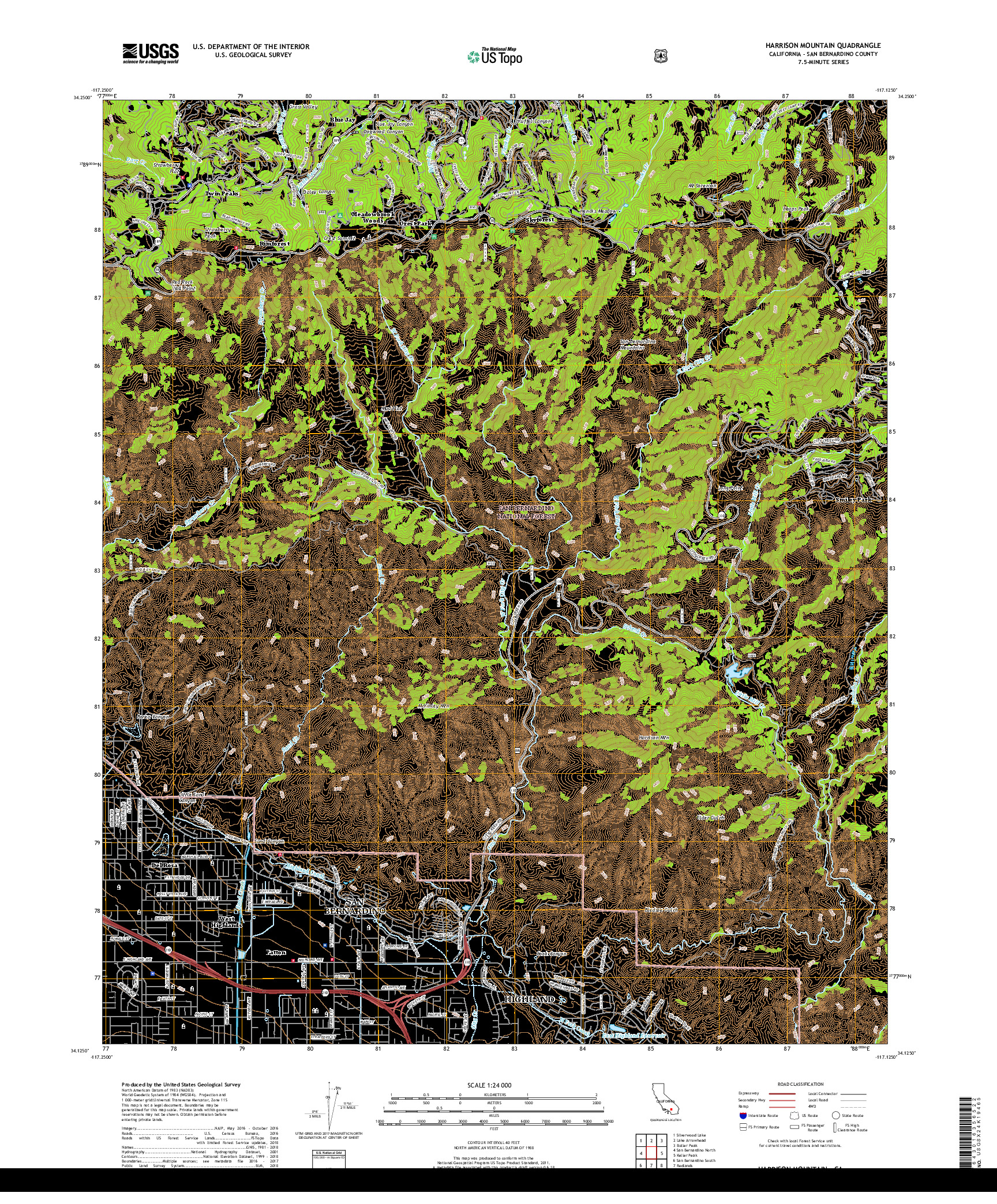 USGS US TOPO 7.5-MINUTE MAP FOR HARRISON MOUNTAIN, CA 2018