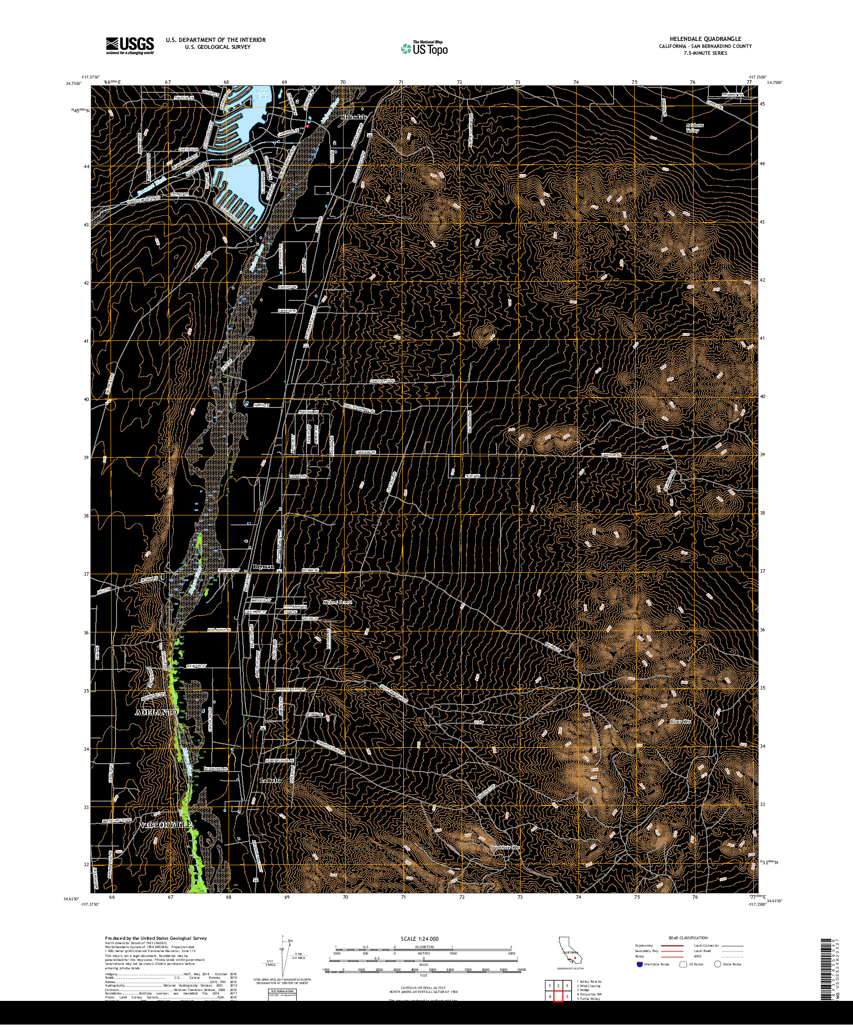 USGS US TOPO 7.5-MINUTE MAP FOR HELENDALE, CA 2018