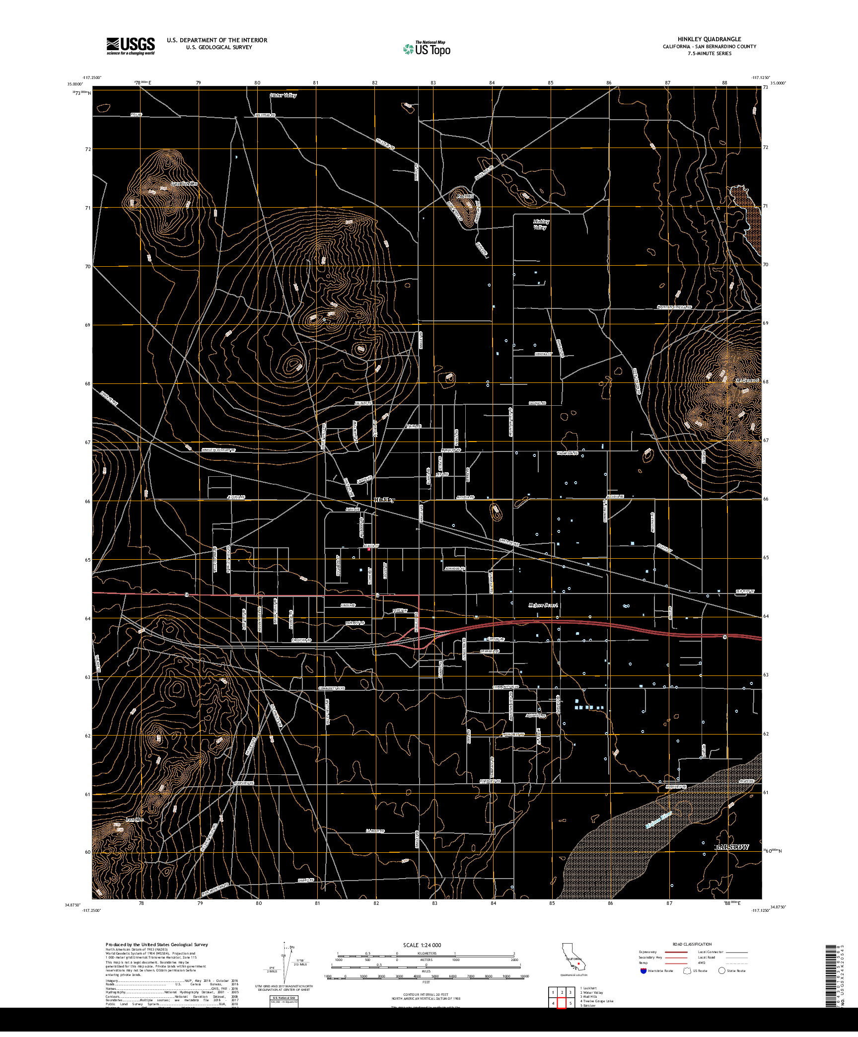 USGS US TOPO 7.5-MINUTE MAP FOR HINKLEY, CA 2018