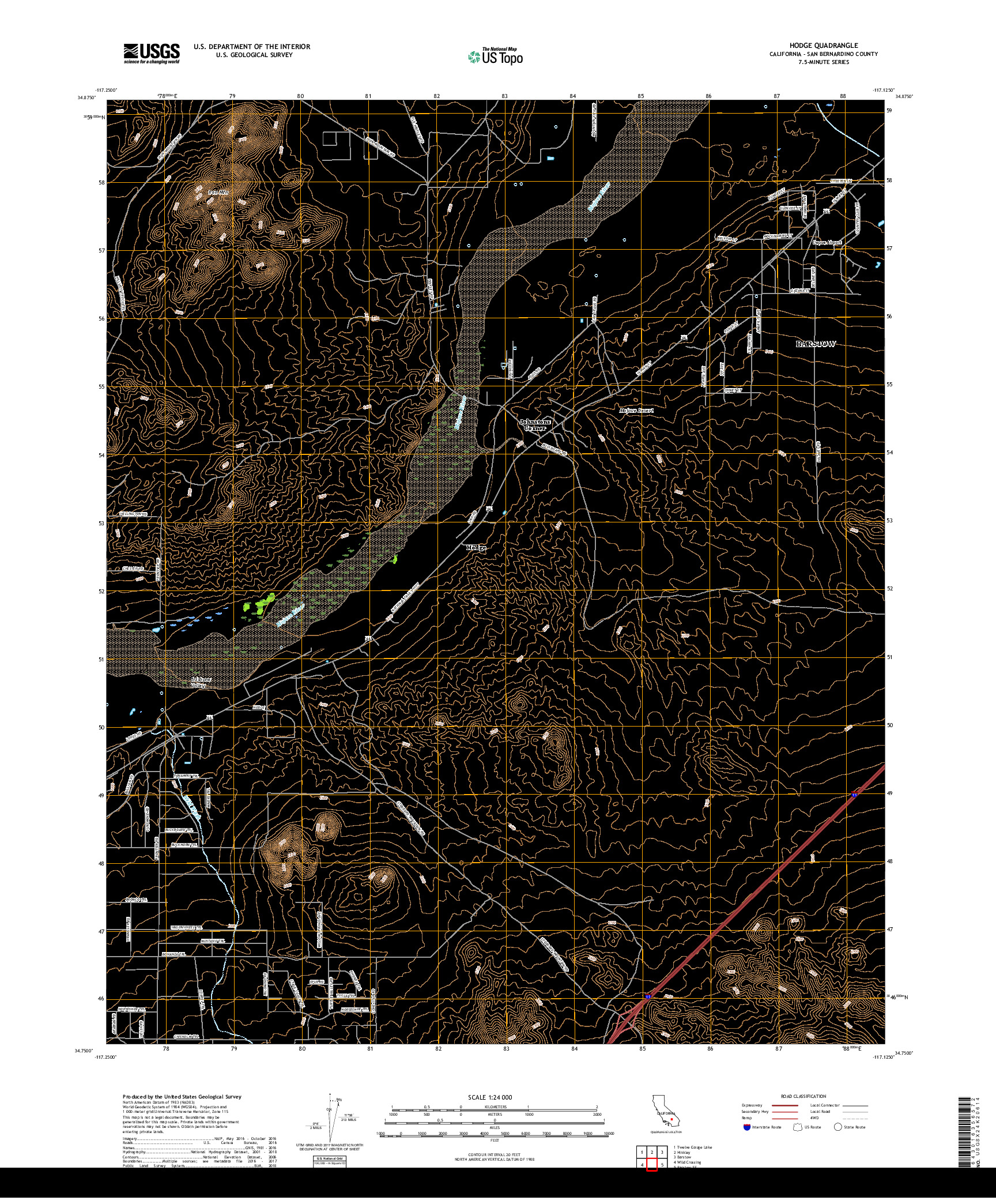 USGS US TOPO 7.5-MINUTE MAP FOR HODGE, CA 2018