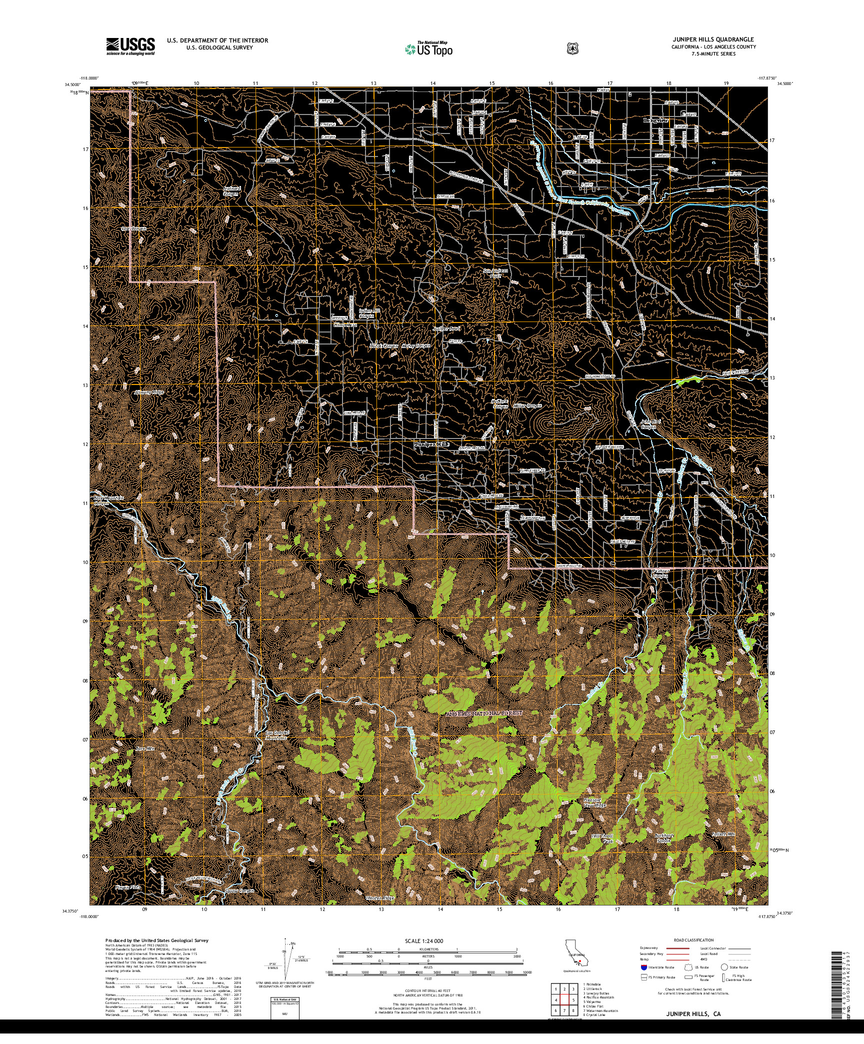 USGS US TOPO 7.5-MINUTE MAP FOR JUNIPER HILLS, CA 2018