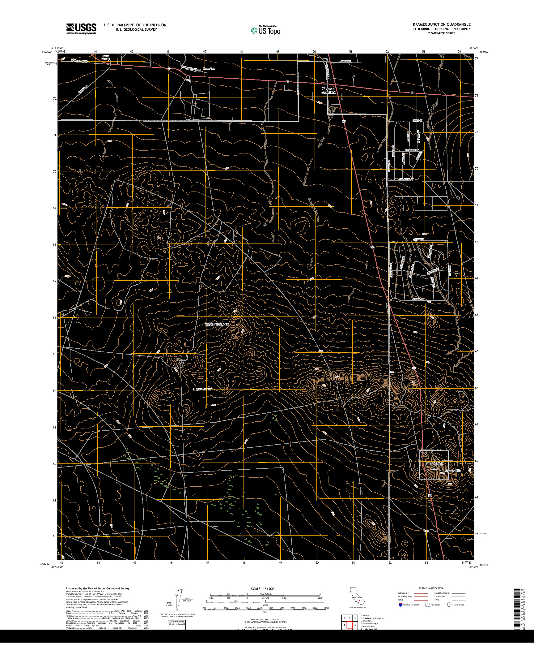 USGS US TOPO 7.5-MINUTE MAP FOR KRAMER JUNCTION, CA 2018