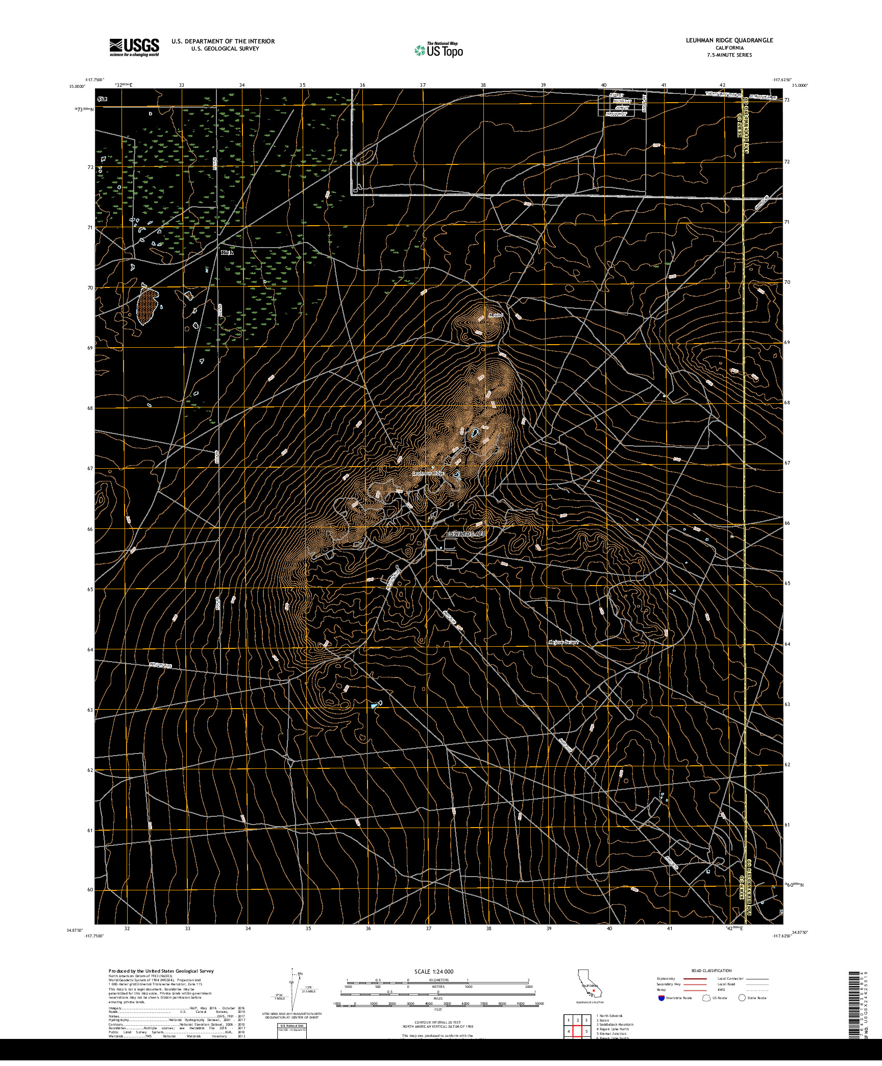 USGS US TOPO 7.5-MINUTE MAP FOR LEUHMAN RIDGE, CA 2018