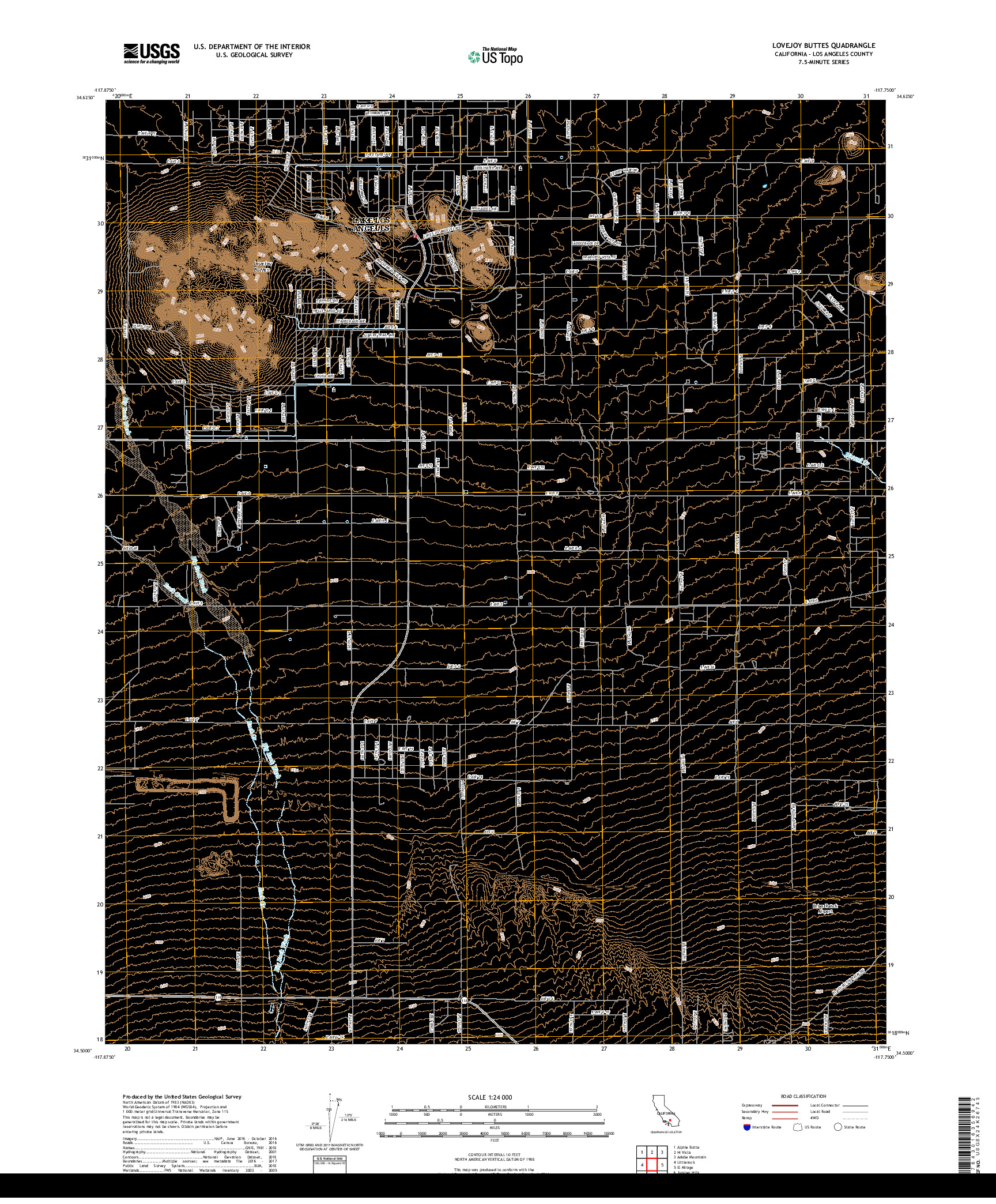 USGS US TOPO 7.5-MINUTE MAP FOR LOVEJOY BUTTES, CA 2018