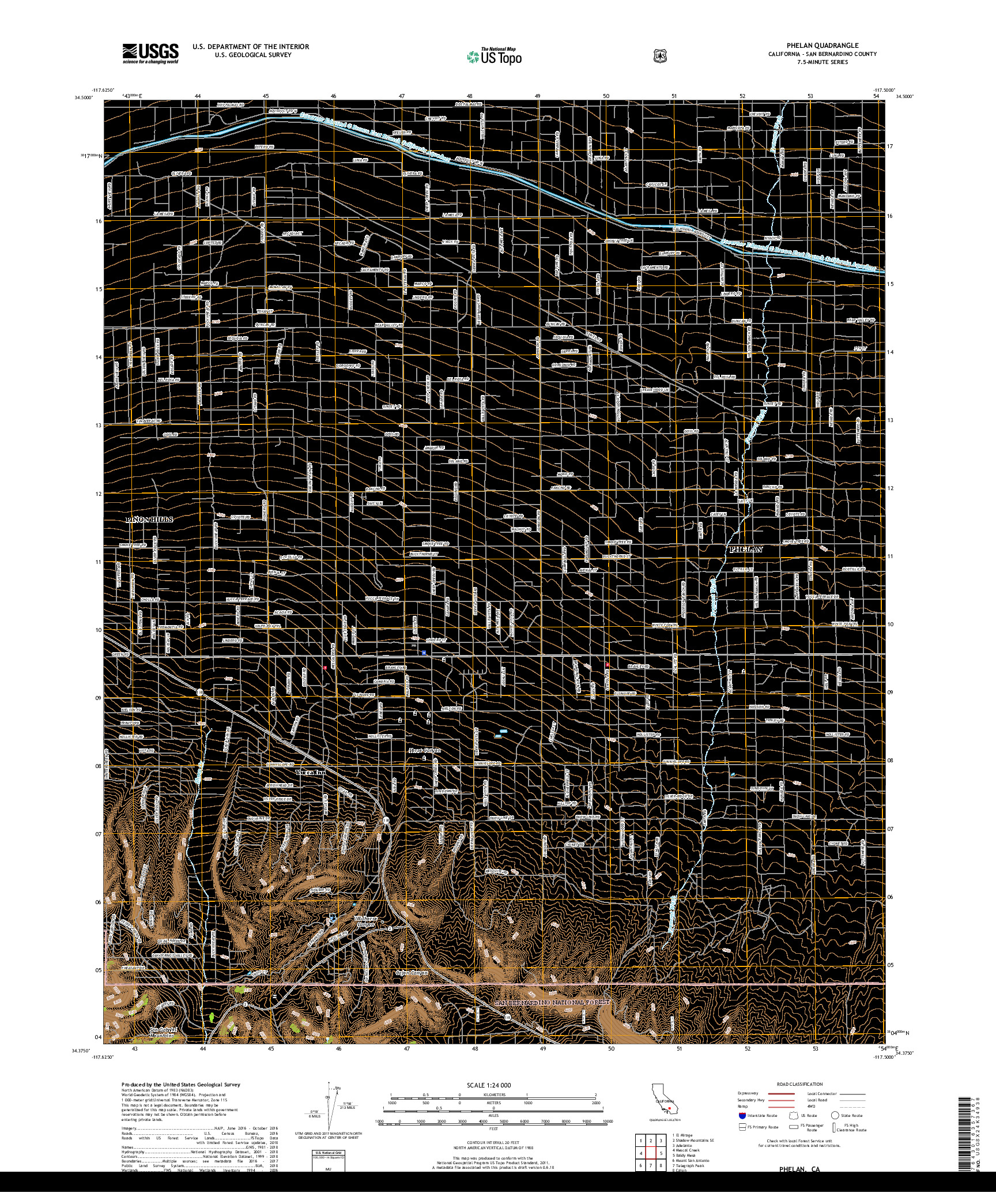 USGS US TOPO 7.5-MINUTE MAP FOR PHELAN, CA 2018