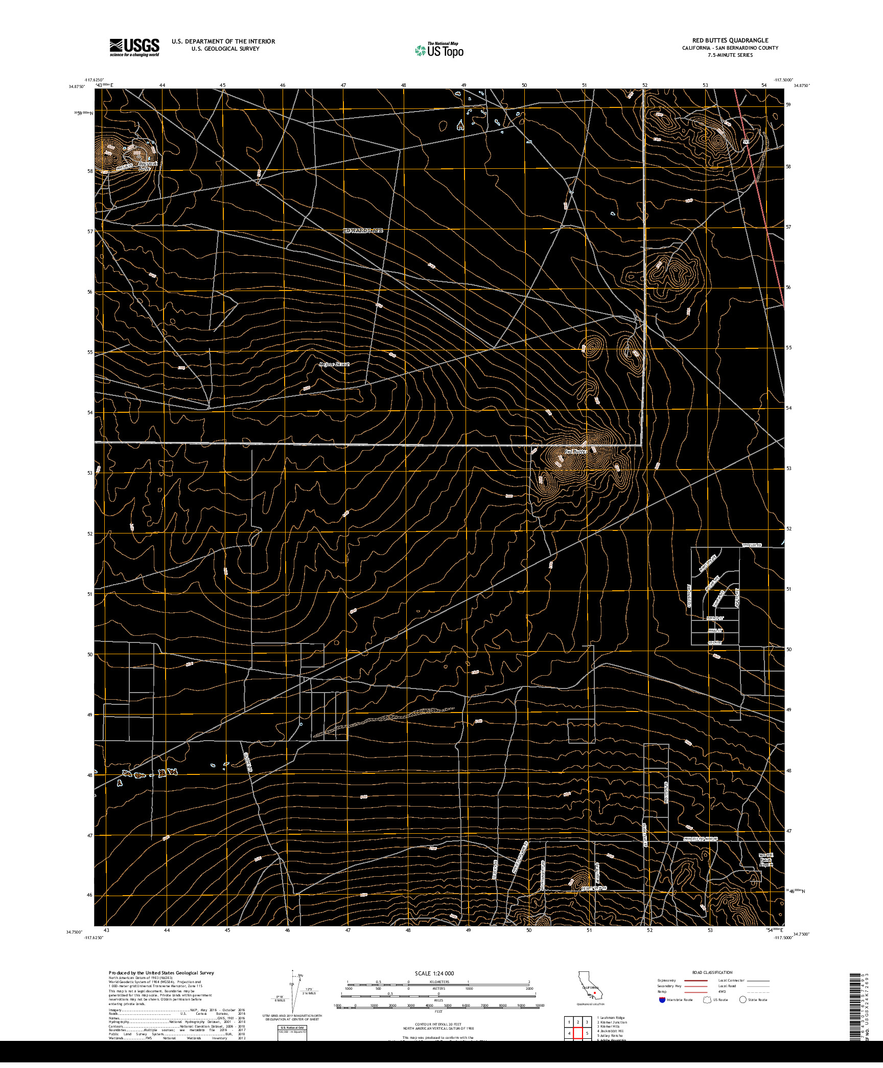 USGS US TOPO 7.5-MINUTE MAP FOR RED BUTTES, CA 2018