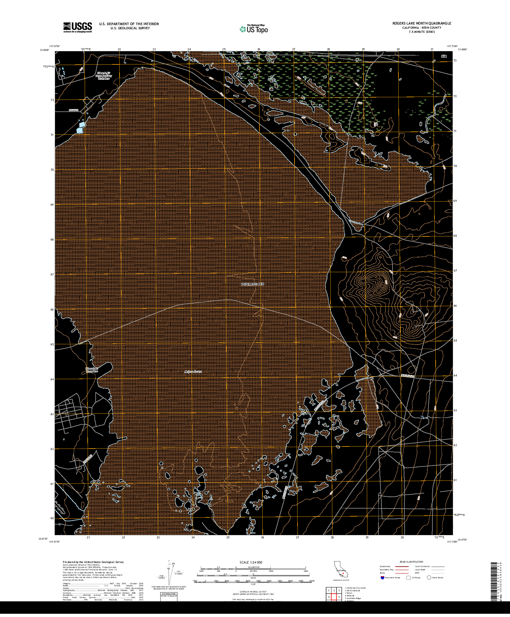 USGS US TOPO 7.5-MINUTE MAP FOR ROGERS LAKE NORTH, CA 2018