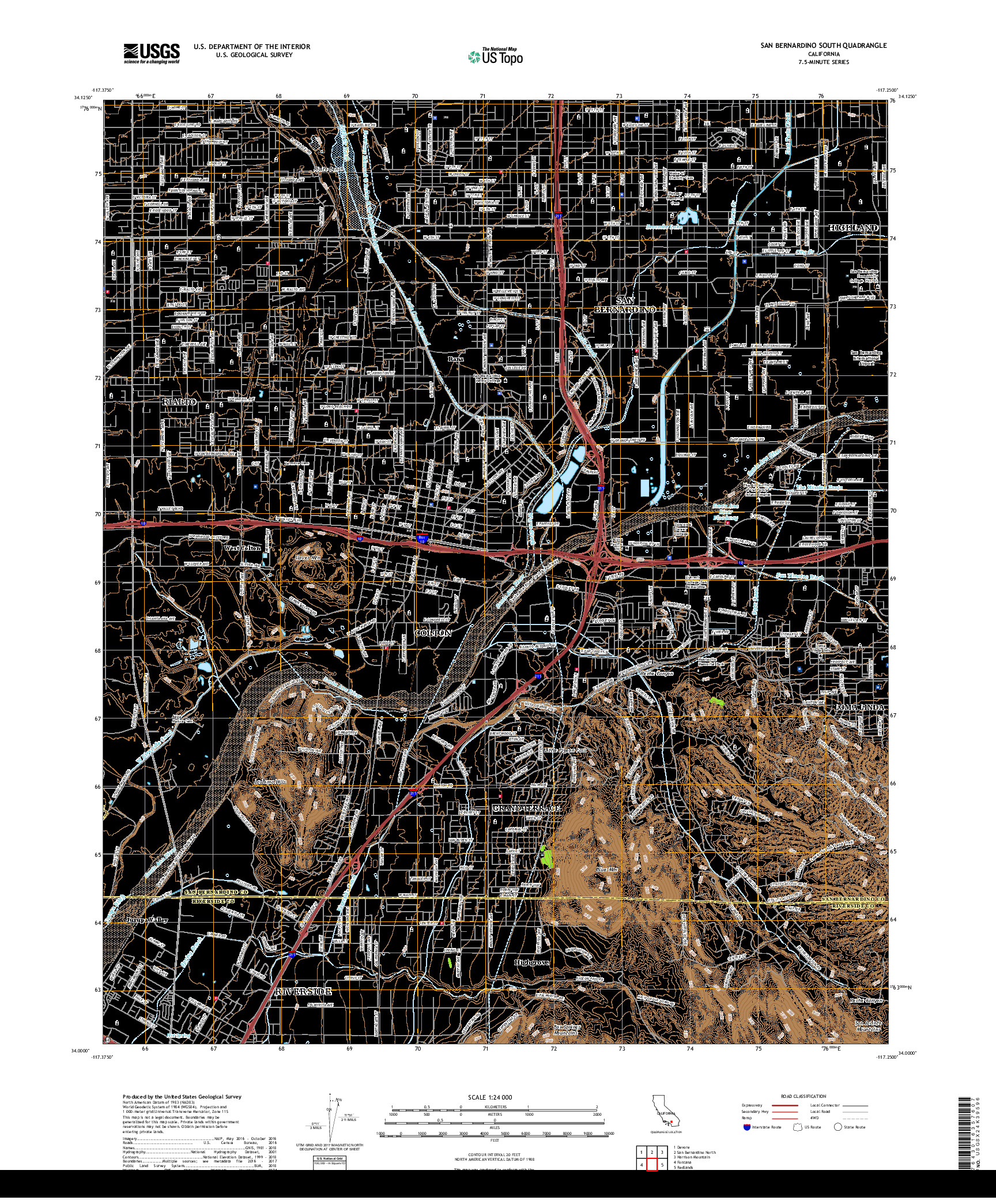 USGS US TOPO 7.5-MINUTE MAP FOR SAN BERNARDINO SOUTH, CA 2018