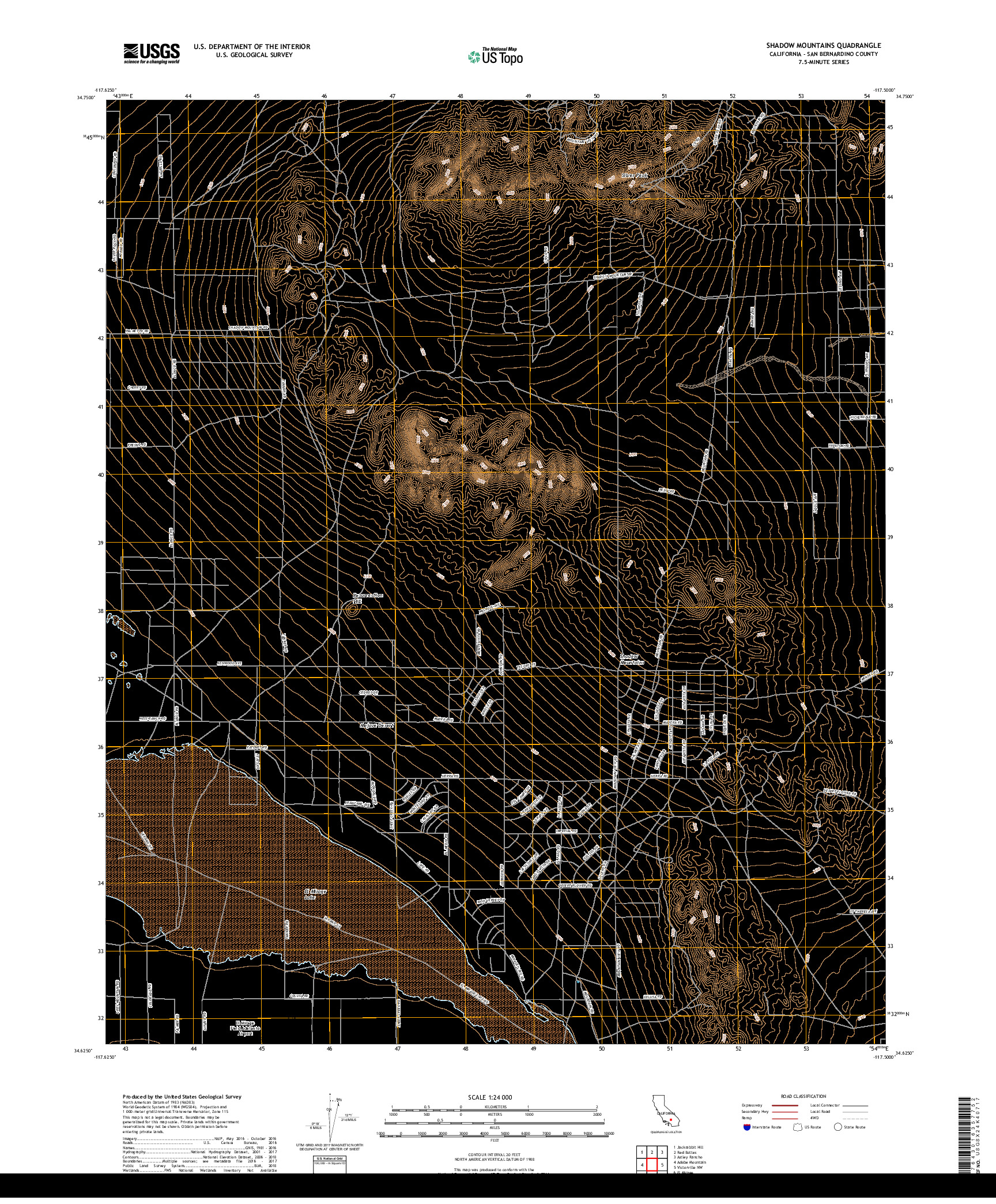 USGS US TOPO 7.5-MINUTE MAP FOR SHADOW MOUNTAINS, CA 2018