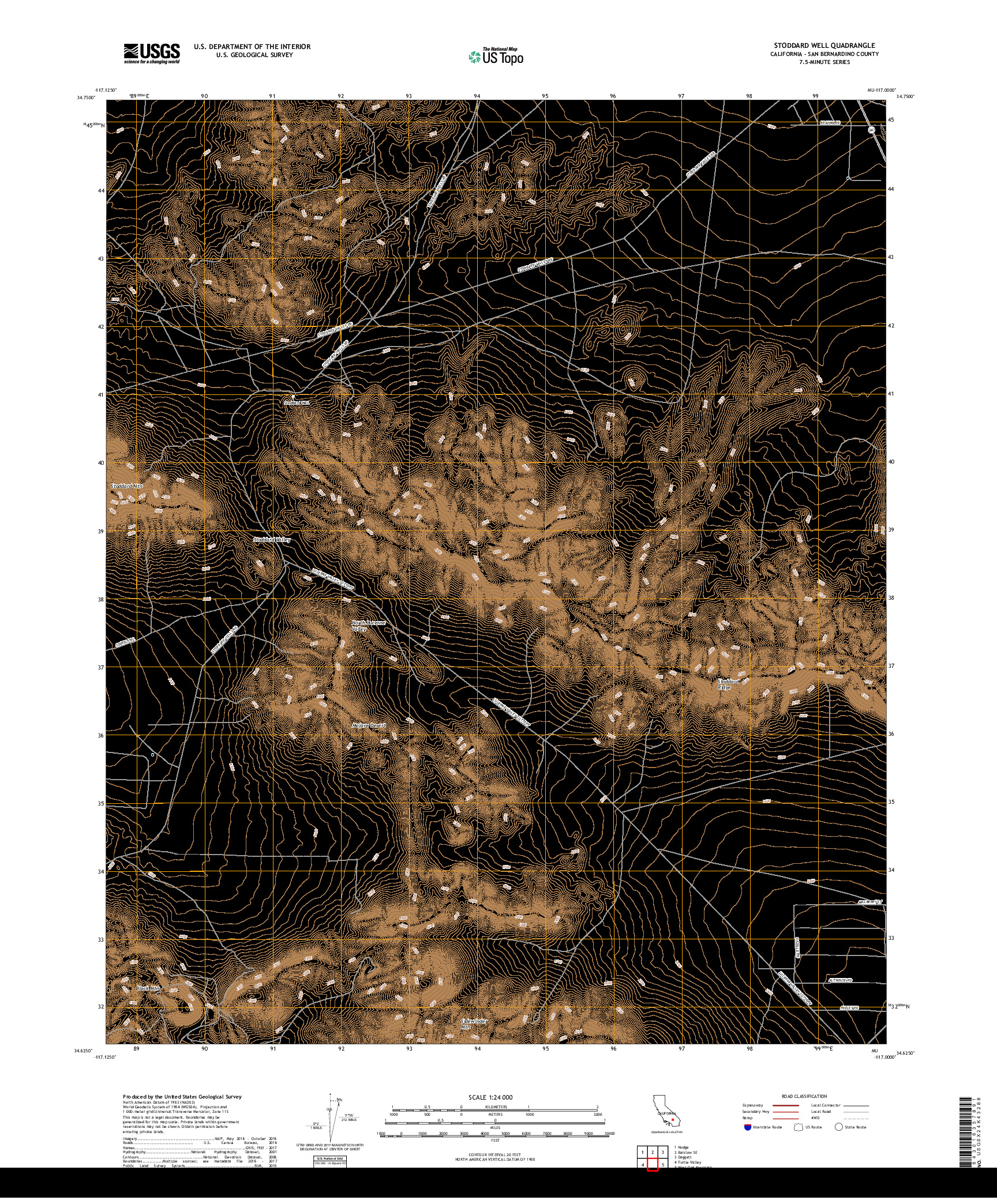 USGS US TOPO 7.5-MINUTE MAP FOR STODDARD WELL, CA 2018