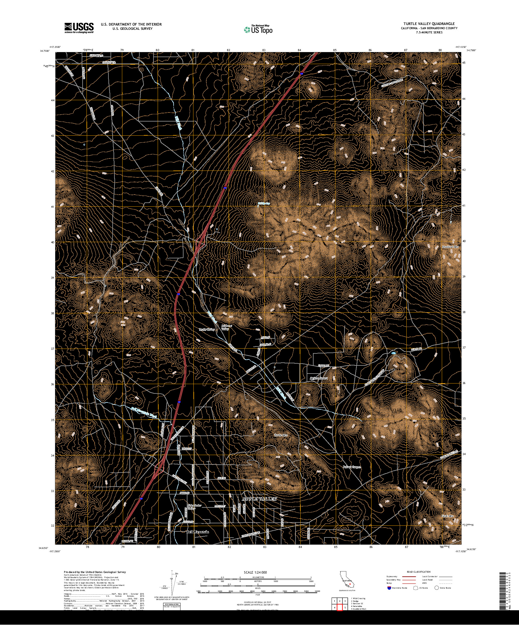 USGS US TOPO 7.5-MINUTE MAP FOR TURTLE VALLEY, CA 2018