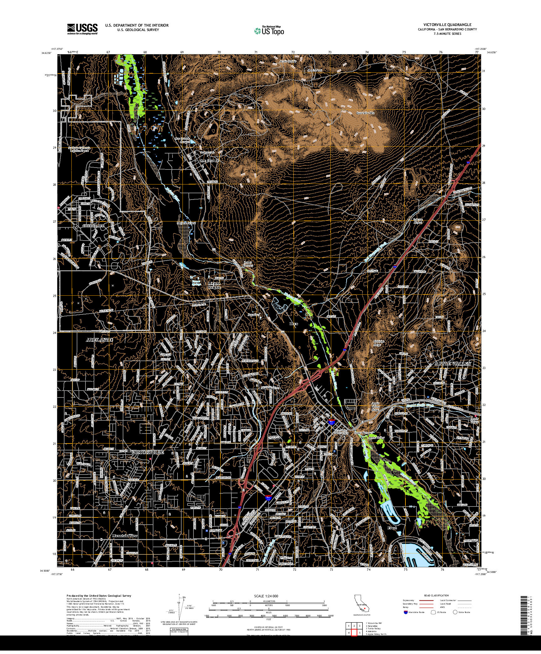 USGS US TOPO 7.5-MINUTE MAP FOR VICTORVILLE, CA 2018