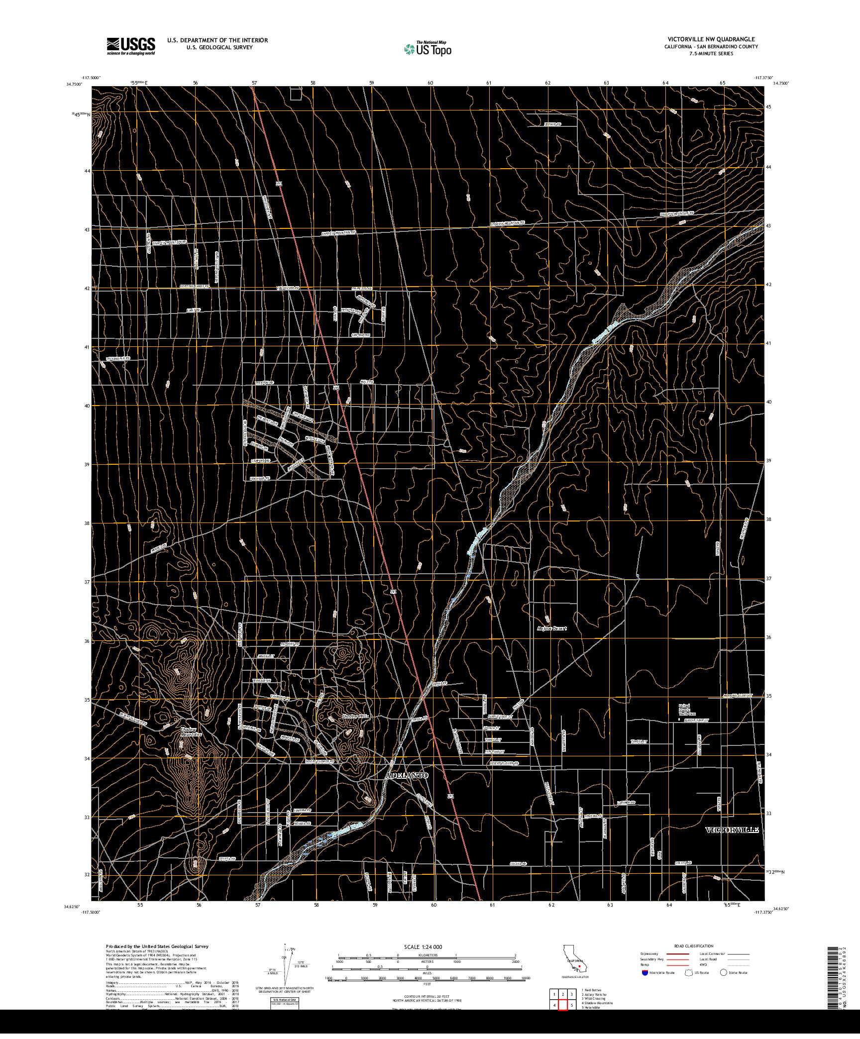 USGS US TOPO 7.5-MINUTE MAP FOR VICTORVILLE NW, CA 2018